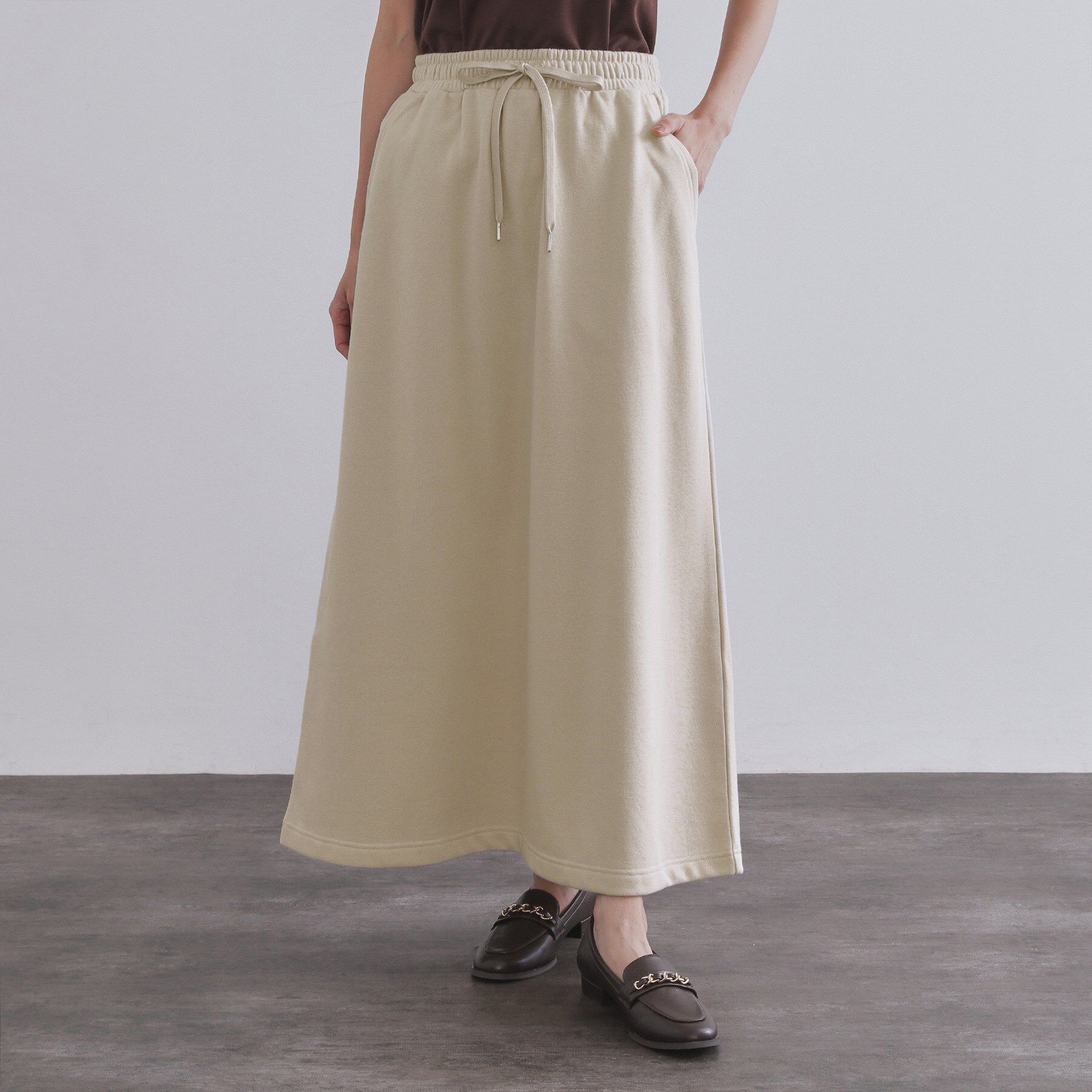 OPAQUE.CLIP「ラメスウェットイージーロングスカート【洗濯機洗い可】」|スカート|