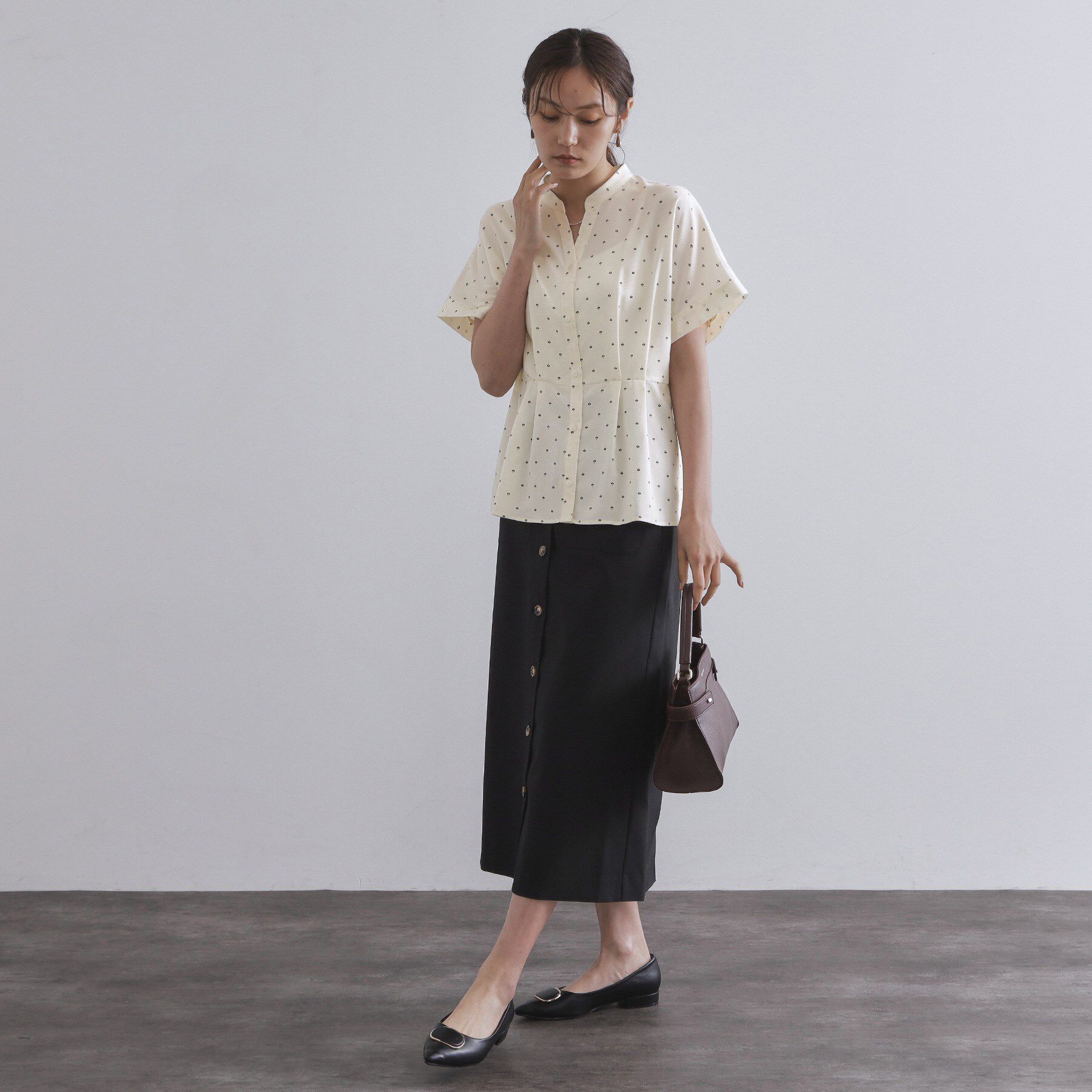 OPAQUE.CLIP「プリントペプラムブラウス【洗濯機洗い可】」|シャツ・ブラウス|