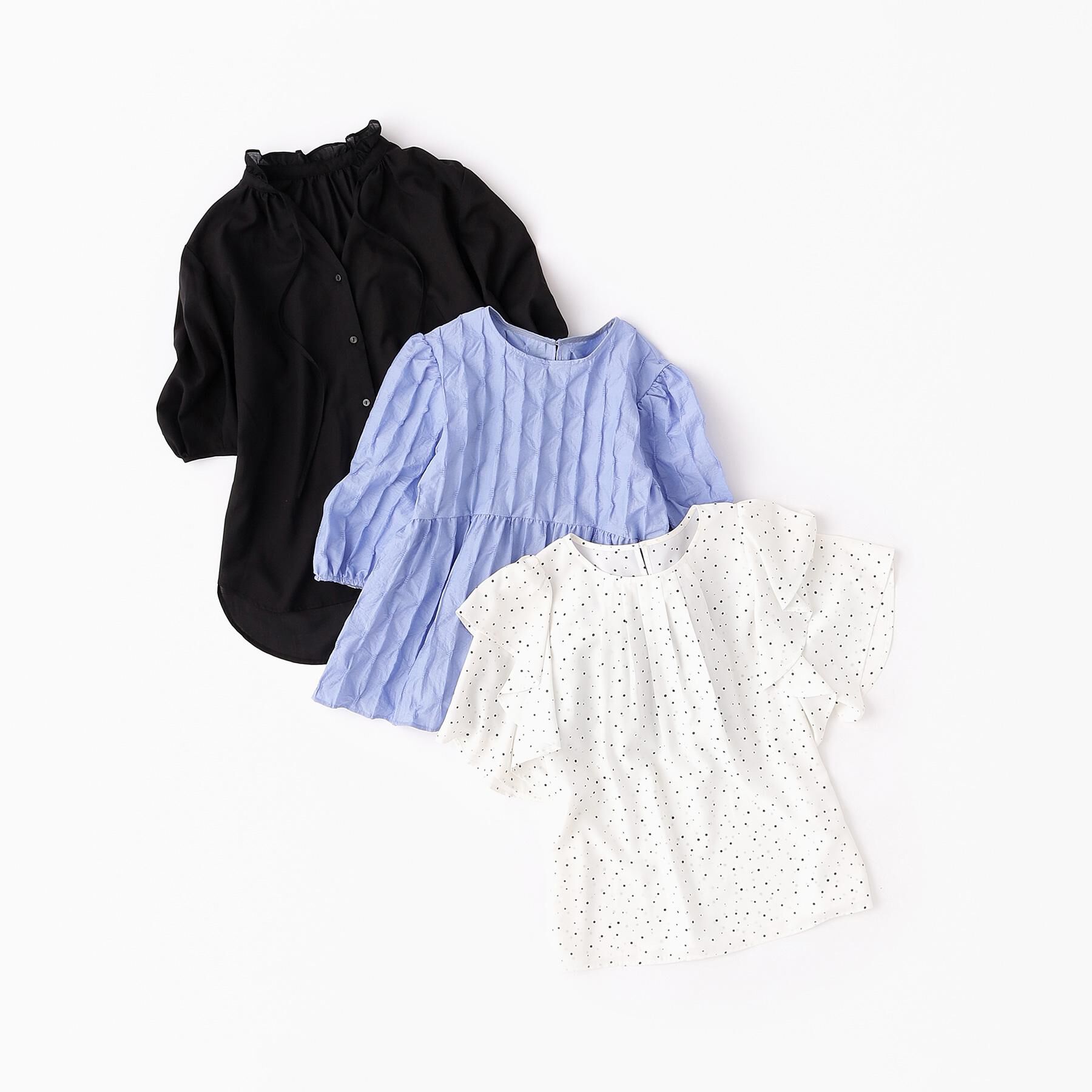 OPAQUE.CLIP「ランダムドットフリルブラウス【洗濯機洗い可】」|シャツ・ブラウス|