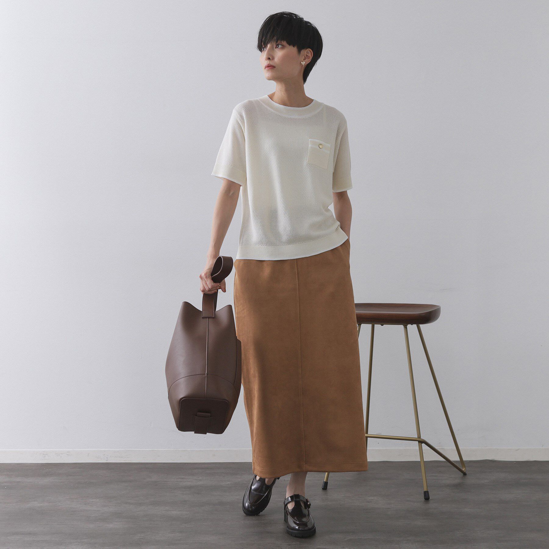 OPAQUE.CLIP「ツイードライクポケット付きニット【洗濯機洗い可/抗ピル】」|ニット・セーター|