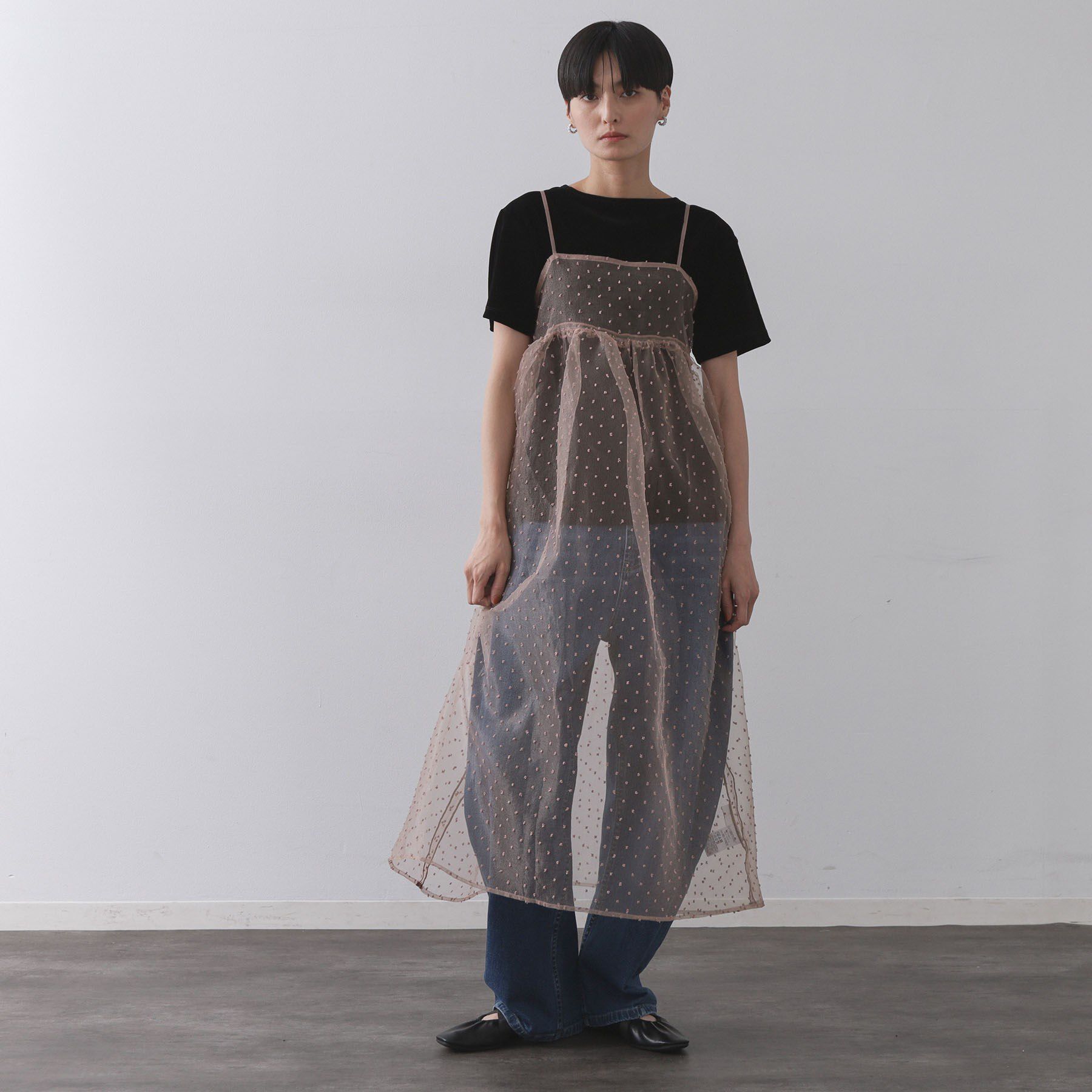 OPAQUE.CLIP「シアードットレイヤードキャミワンピース【洗濯機洗い可】」|ワンピース|