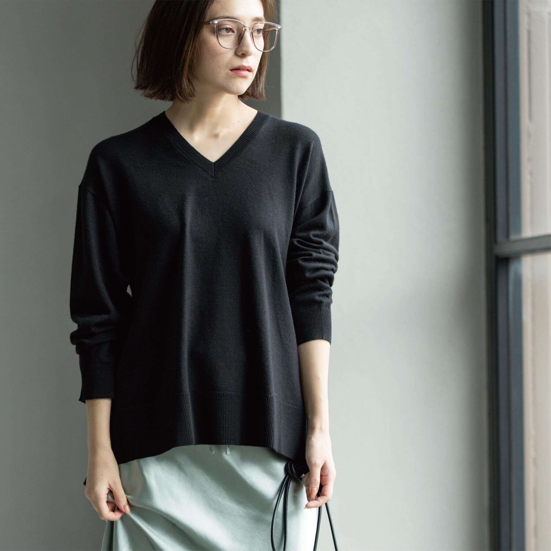 OPAQUE.CLIP「Vネックニット/エクストラファインメリノウール【THEシリーズ/洗濯機OK】」|ニット・セーター|
