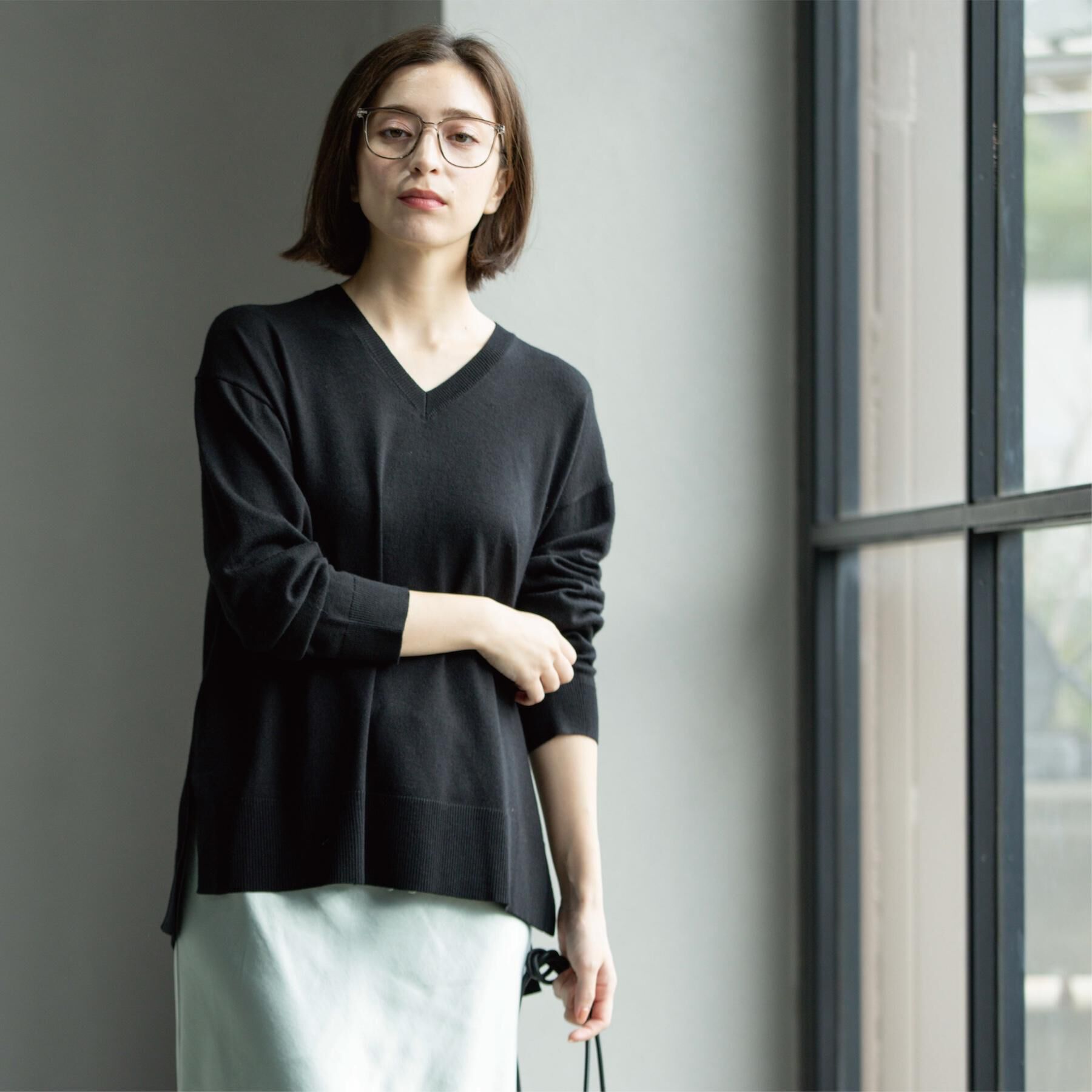 OPAQUE.CLIP「Vネックニット/エクストラファインメリノウール【THEシリーズ/洗濯機OK】」|ニット・セーター|