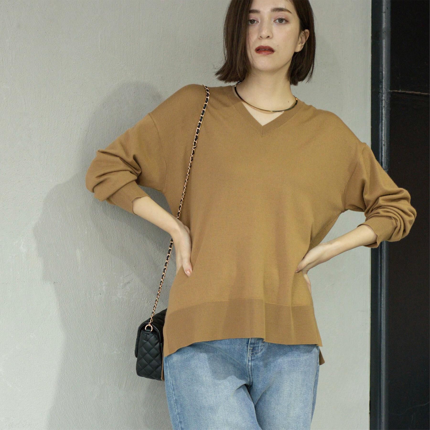 OPAQUE.CLIP「Vネックニット/エクストラファインメリノウール【THEシリーズ/洗濯機OK】」|ニット・セーター|