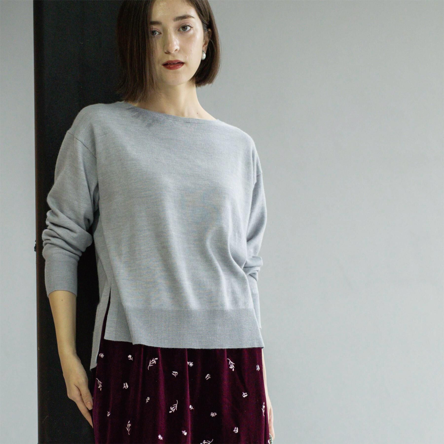 OPAQUE.CLIP「ボートネックニット/エクストラファインメリノウール【THEシリーズ/洗濯機OK】」|ニット・セーター|