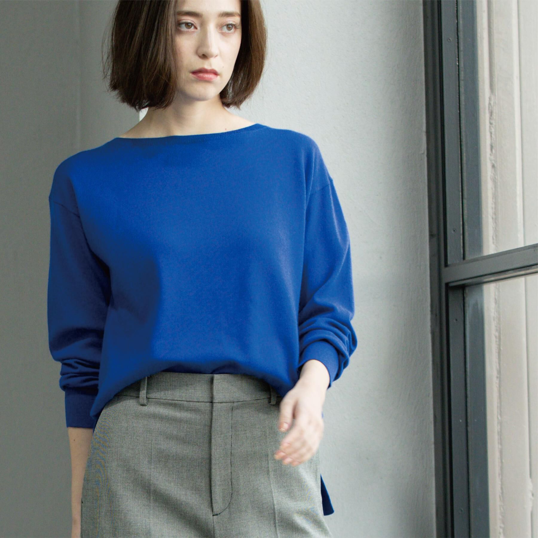 OPAQUE.CLIP「ボートネックニット/エクストラファインメリノウール【THEシリーズ/洗濯機OK】」|ニット・セーター|