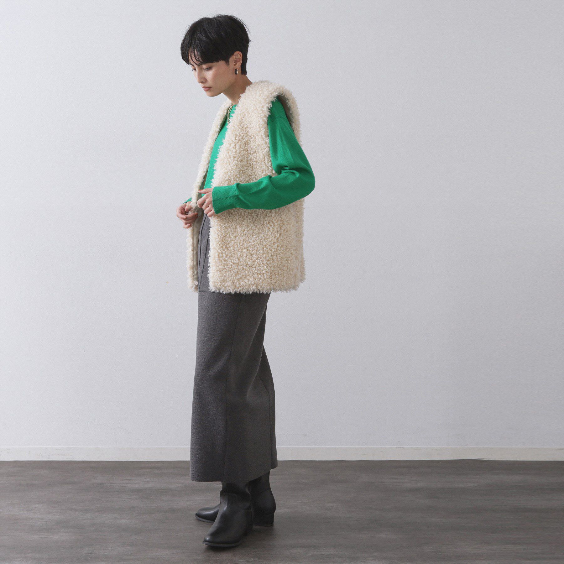 OPAQUE.CLIP「ボートネックニット/エクストラファインメリノウール【THEシリーズ/洗濯機OK】」|ニット・セーター|