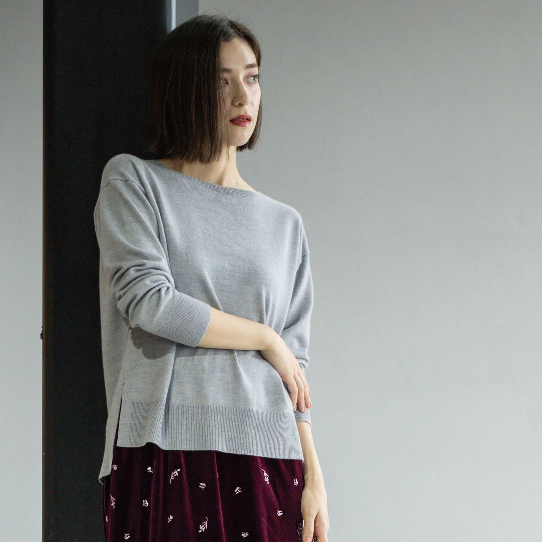 OPAQUE.CLIP「ボートネックニット/エクストラファインメリノウール【THEシリーズ/洗濯機OK】」|ニット・セーター|