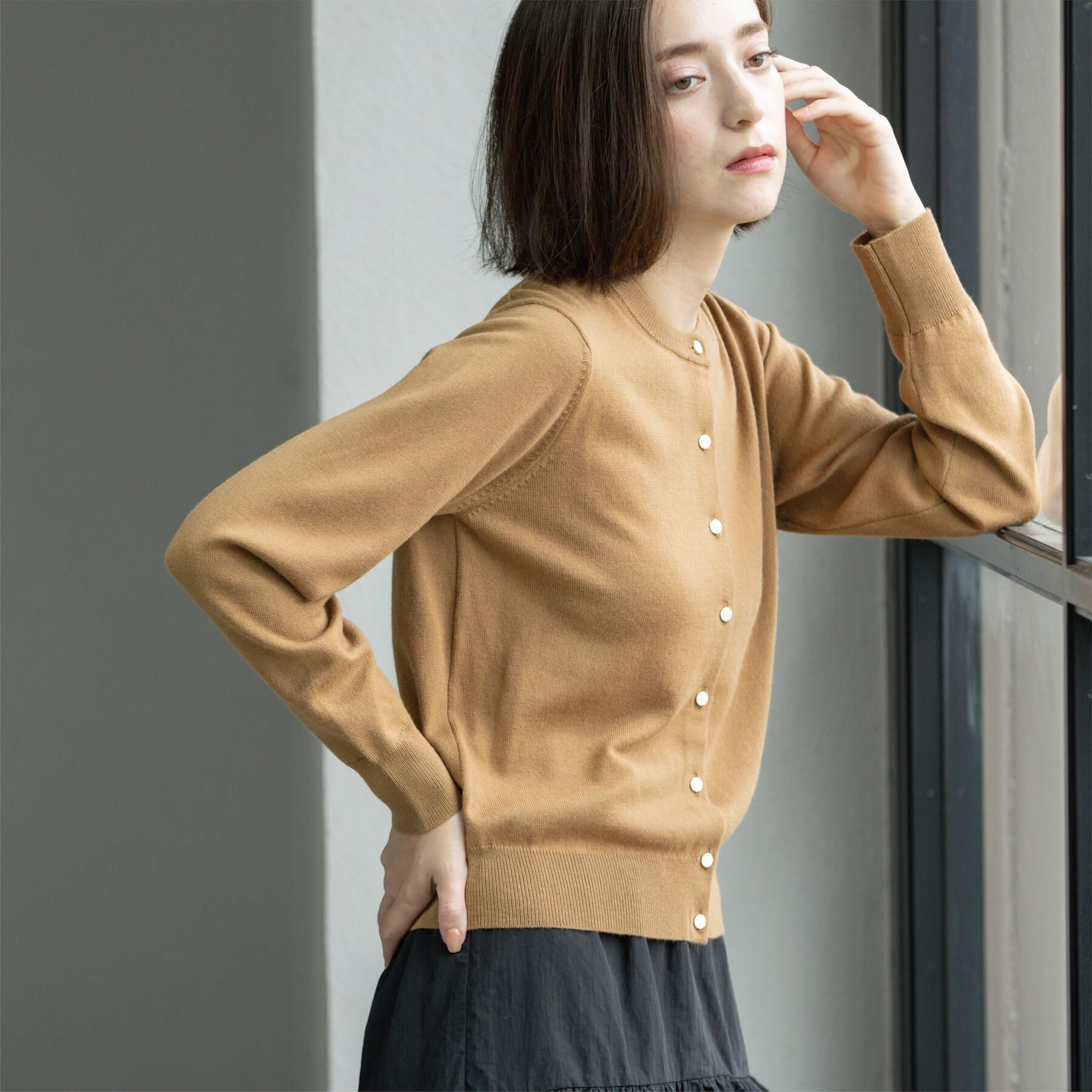 OPAQUE.CLIP「クルーニットカーディガン/エクストラファインメリノウール【THEシリーズ/洗濯機OK】」|カーディガン|