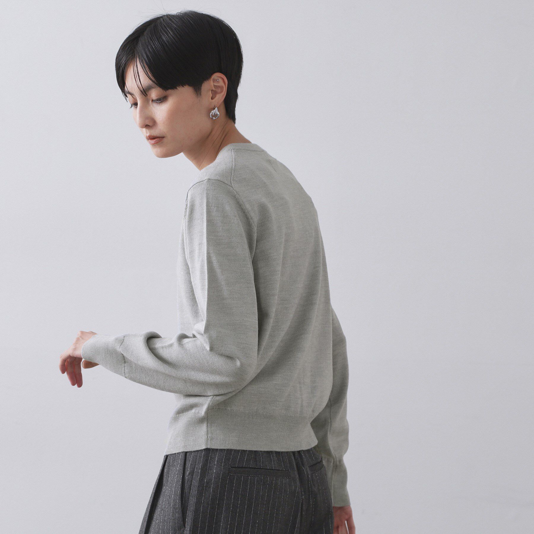 OPAQUE.CLIP「クルーニットカーディガン/エクストラファインメリノウール【THEシリーズ/洗濯機OK】」|カーディガン|