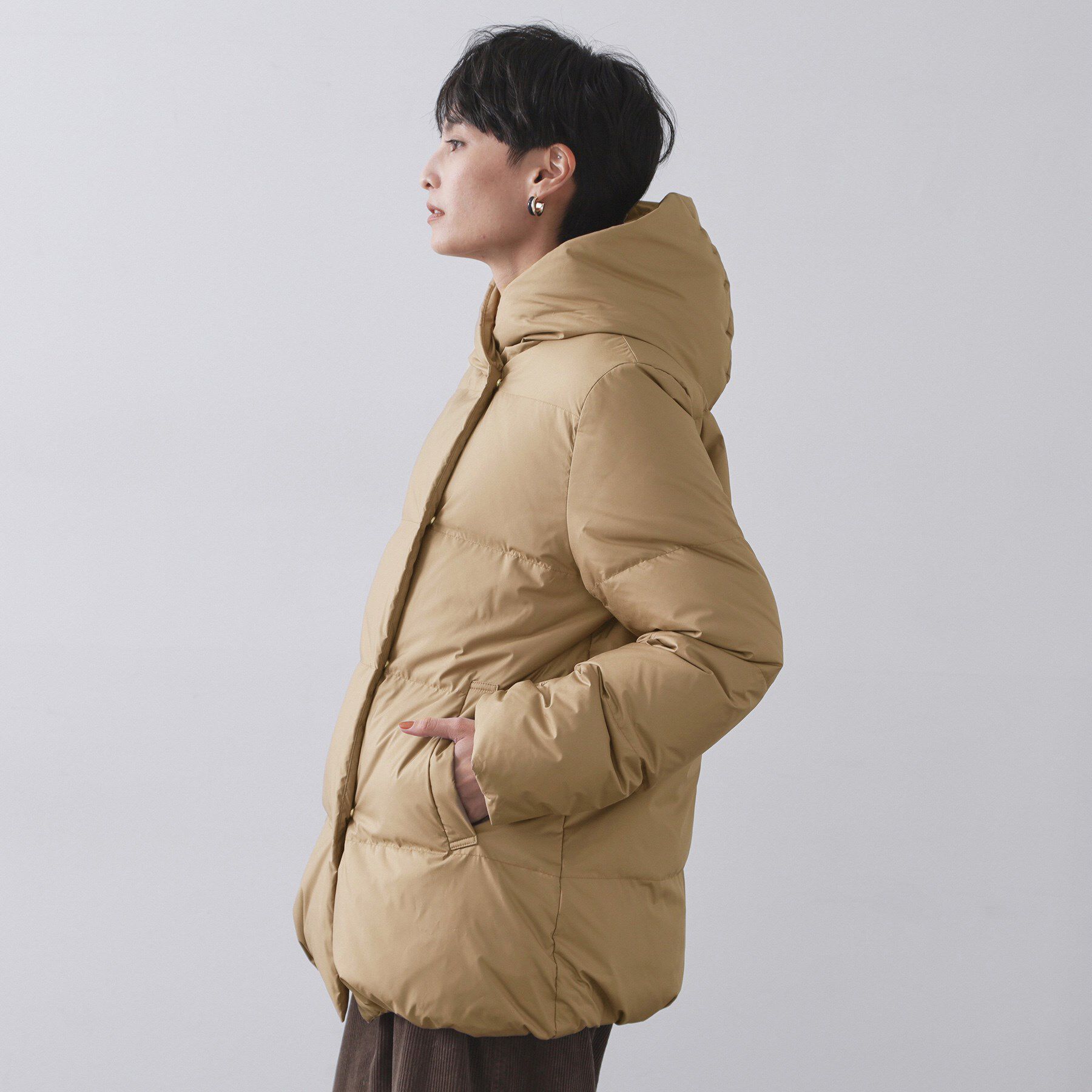 OPAQUE.CLIP「撥水フードミドルダウンコート【防風/抗菌防臭/洗濯機OK】《S～LL》」|ダウン|