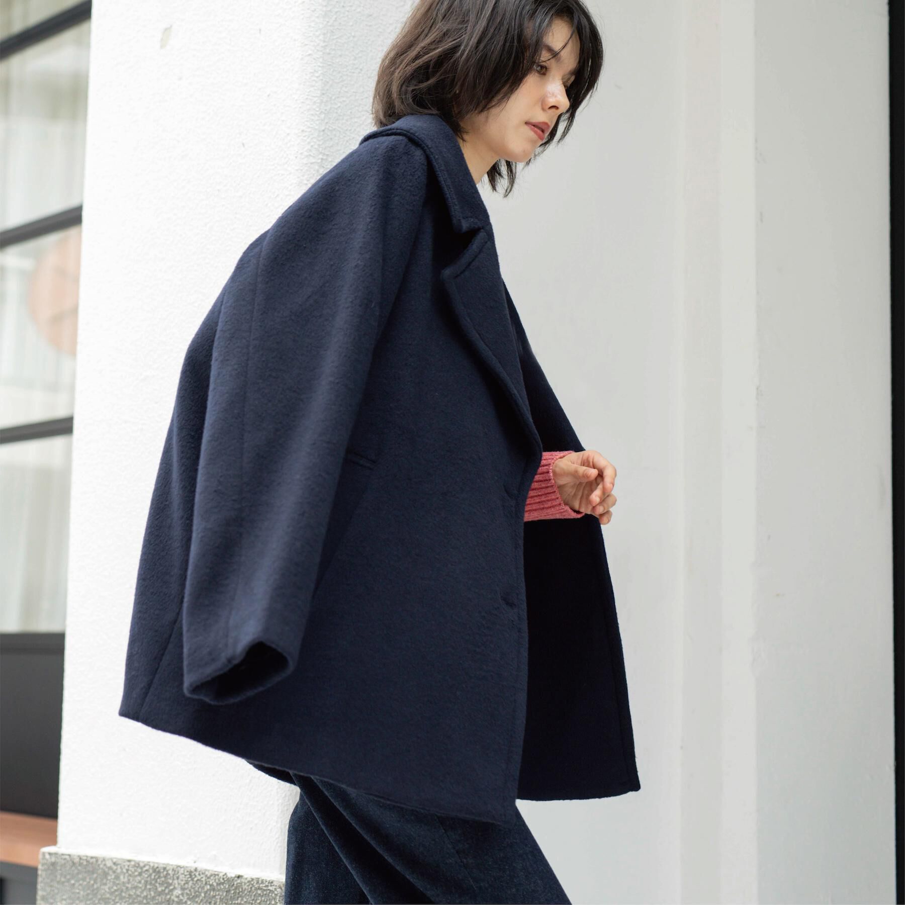 OPAQUE.CLIP「カシミヤブレンドウールミドルピーコート」|ピーコート|