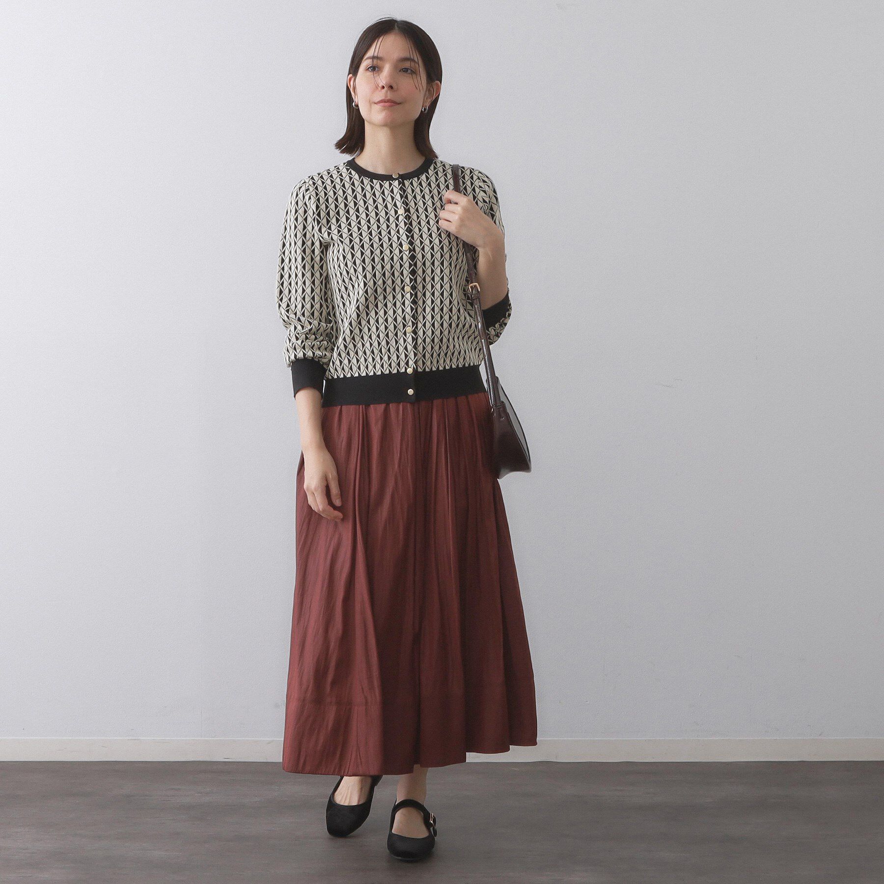 OPAQUE.CLIP「幾何学柄ジャカードニットカーディガン【洗濯機洗い可／抗ピル】」|カーディガン|