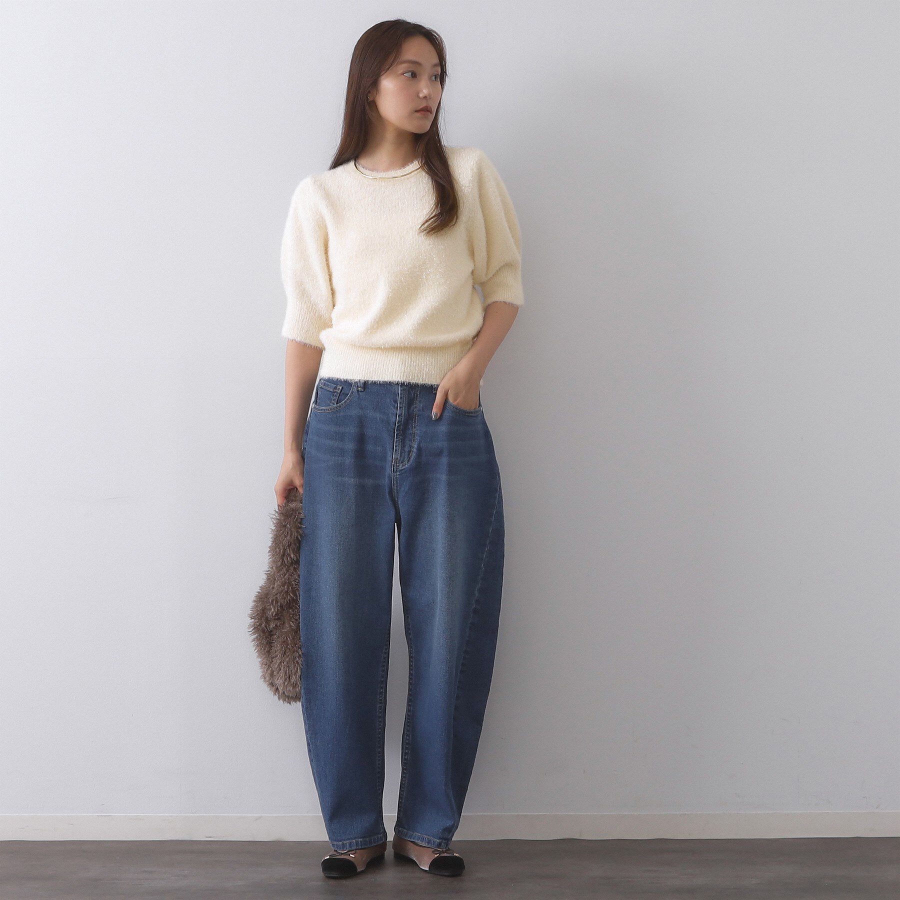 OPAQUE.CLIP「キラキラボリュームスリーブニット【洗濯機洗い可】」|ニット・セーター|