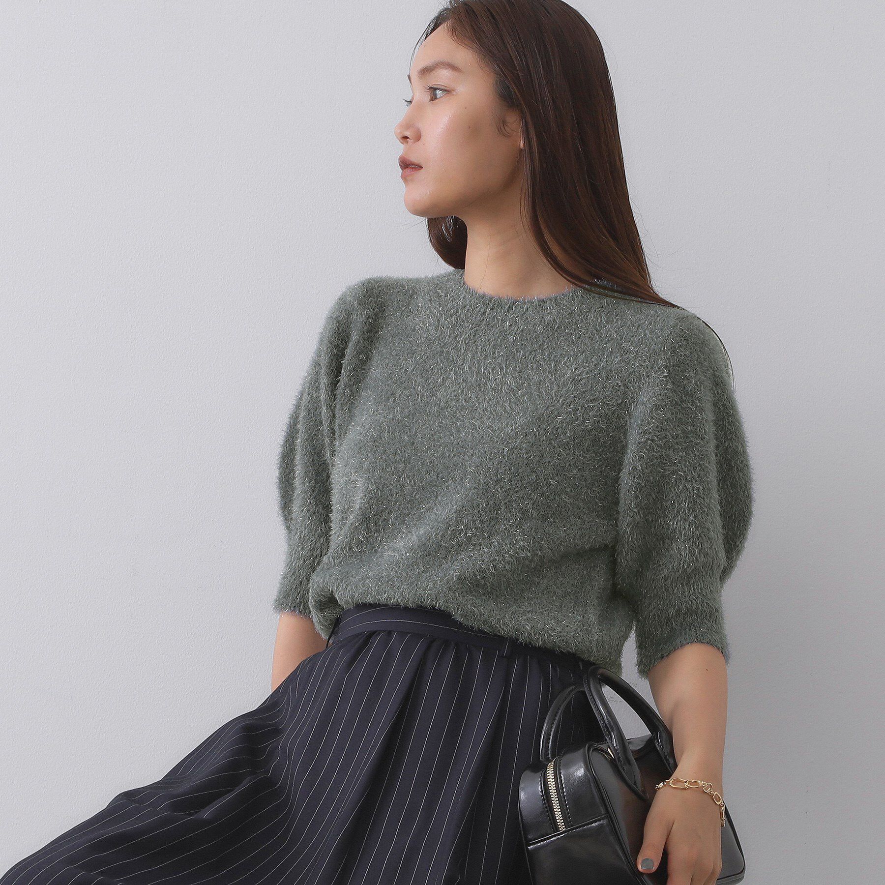 OPAQUE.CLIP「キラキラボリュームスリーブニット【洗濯機洗い可】」|ニット・セーター|