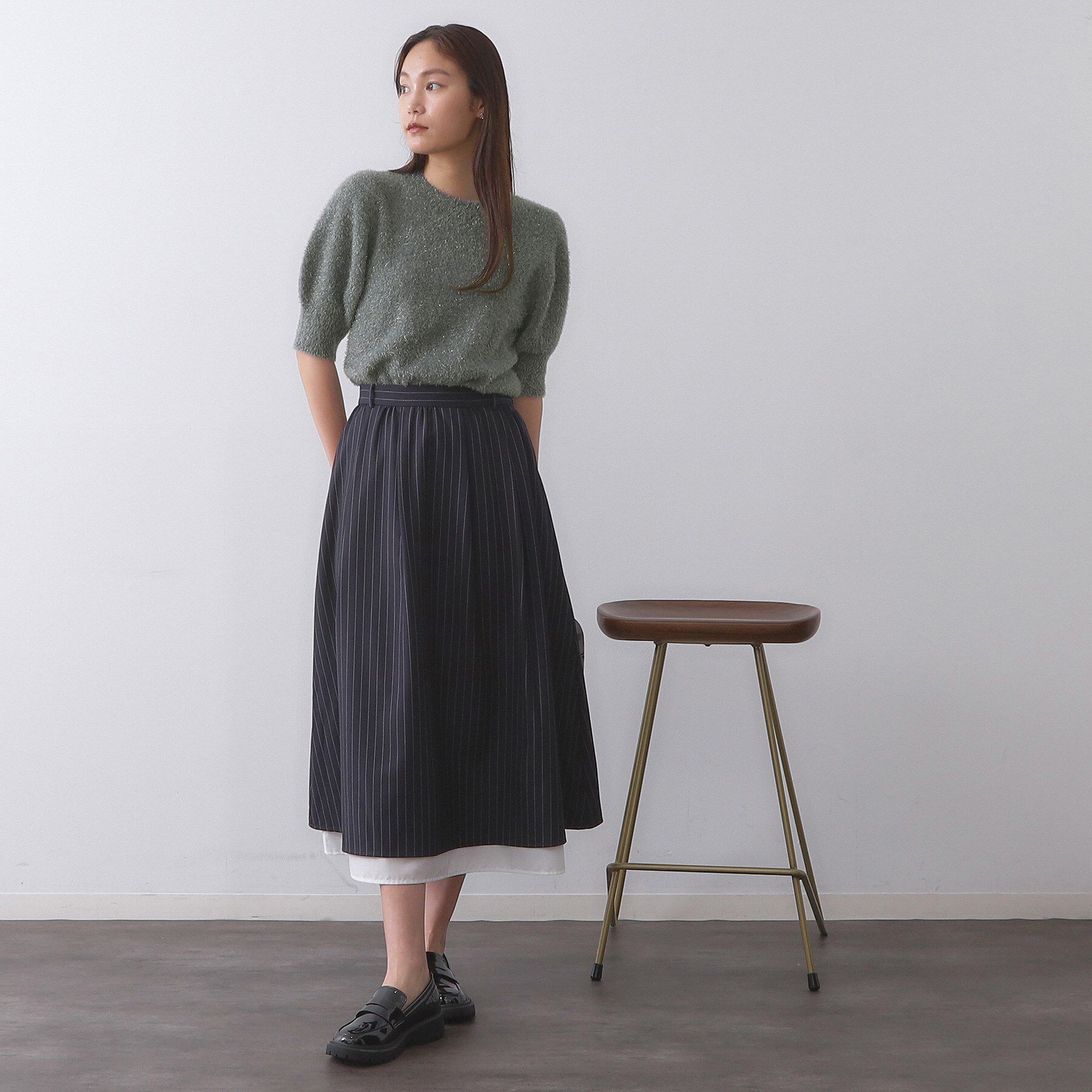 OPAQUE.CLIP「キラキラボリュームスリーブニット【洗濯機洗い可】」|ニット・セーター|