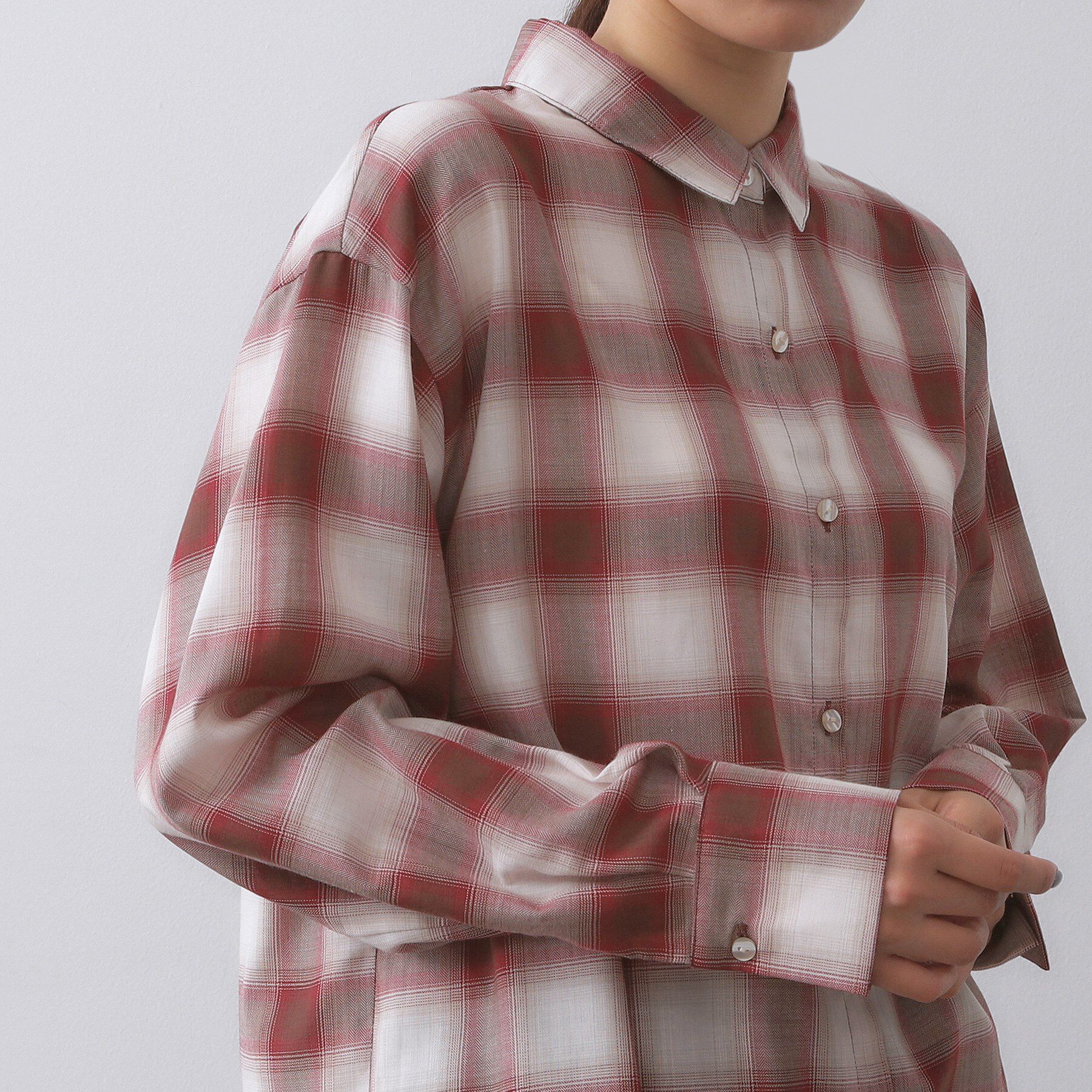 OPAQUE.CLIP「オンブレチェックシャツ【洗濯機洗い可】」|シャツ・ブラウス|