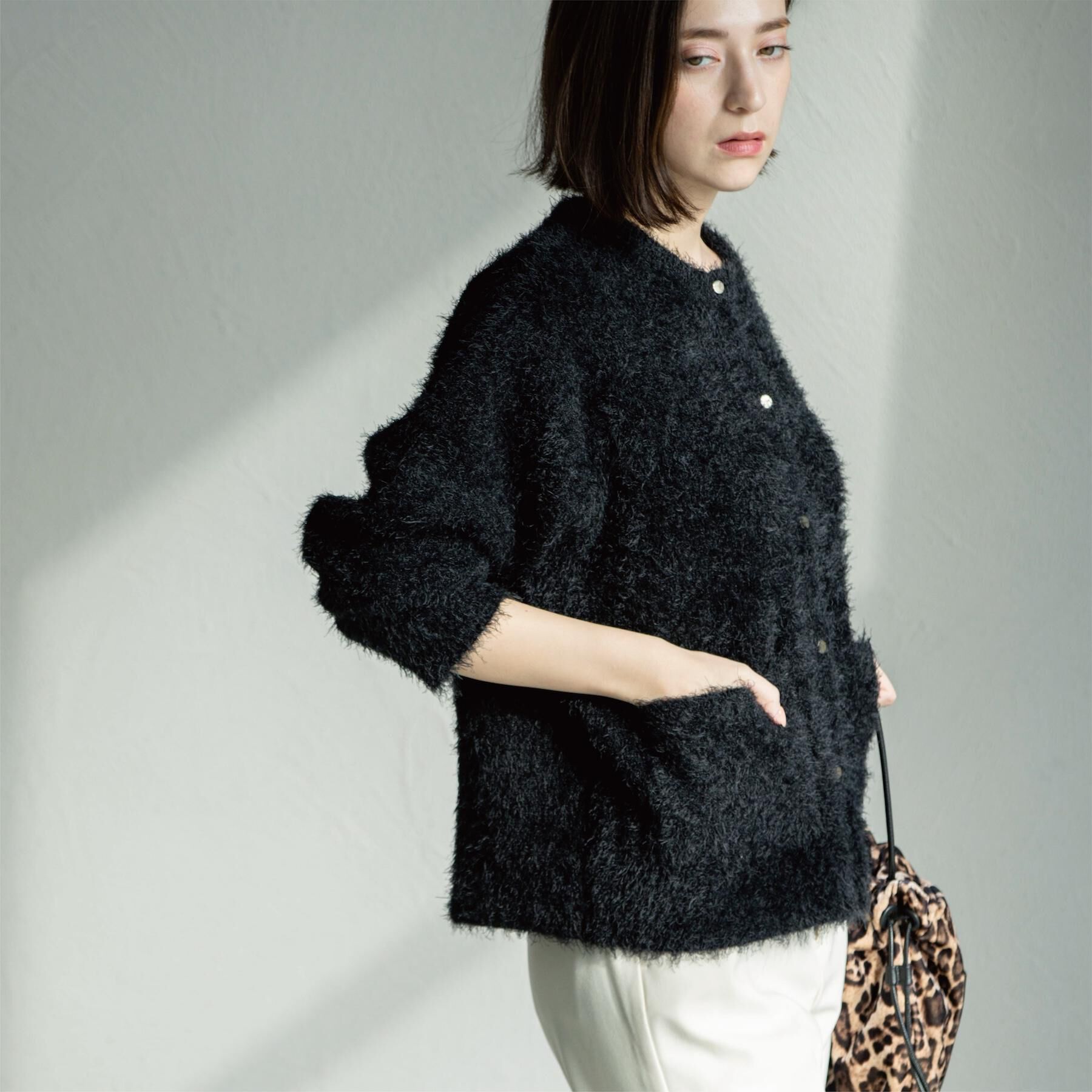 OPAQUE.CLIP「シャギーミドルカーディガン【洗濯機OK】《6col》」|カーディガン|