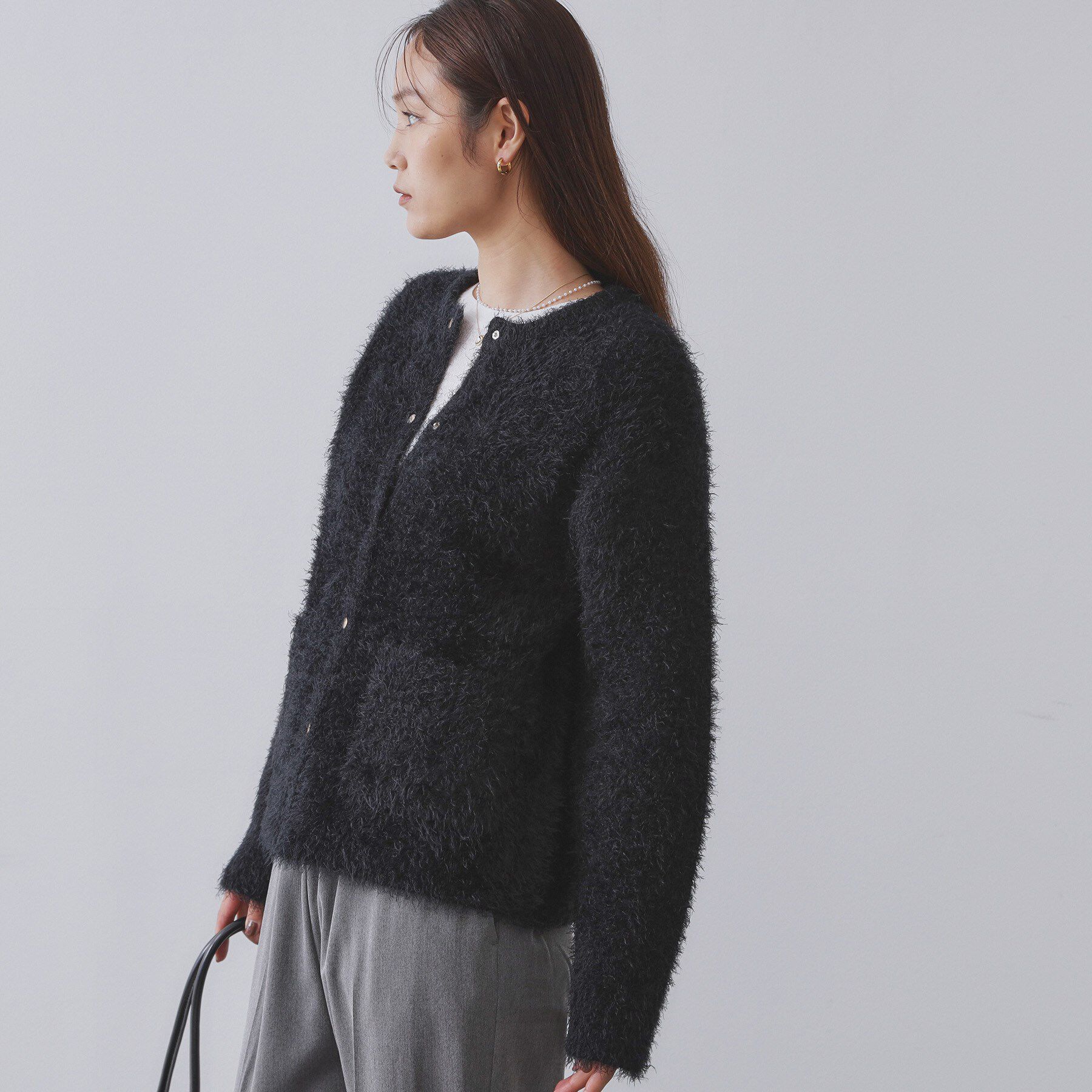 OPAQUE.CLIP「シャギーミドルカーディガン【洗濯機OK】《6col》」|カーディガン|