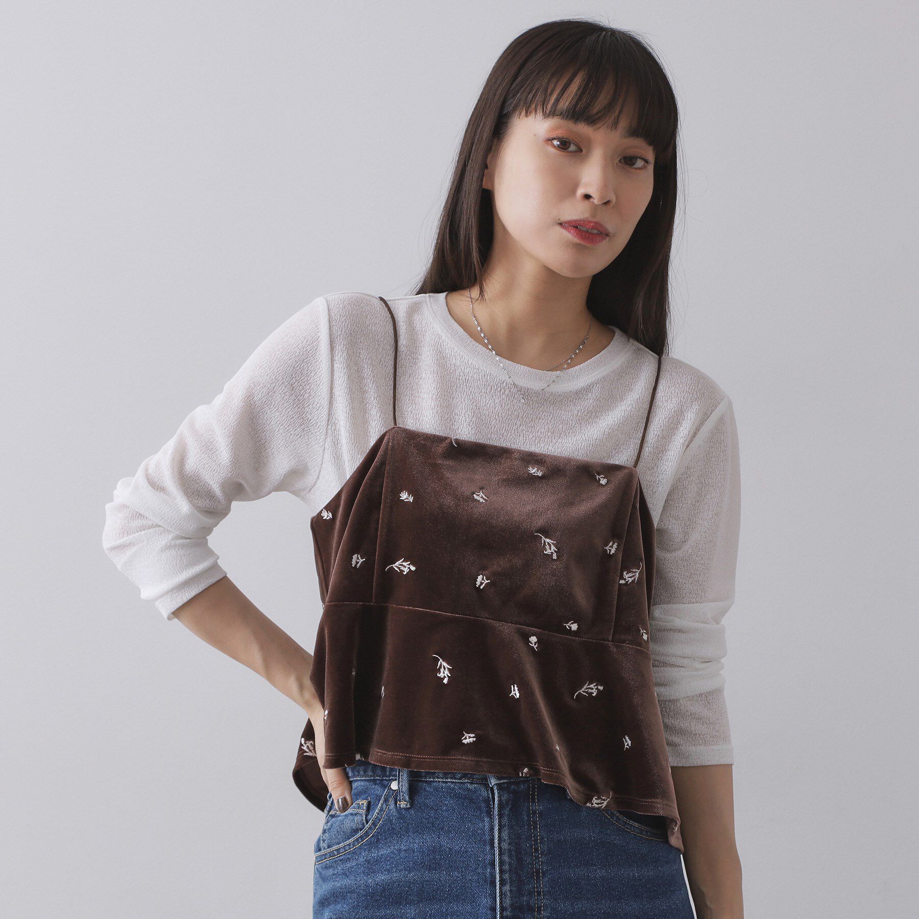 OPAQUE.CLIP「ベロアキャミ/セットアップ対応可【洗濯機OK】」|シャツ・ブラウス|