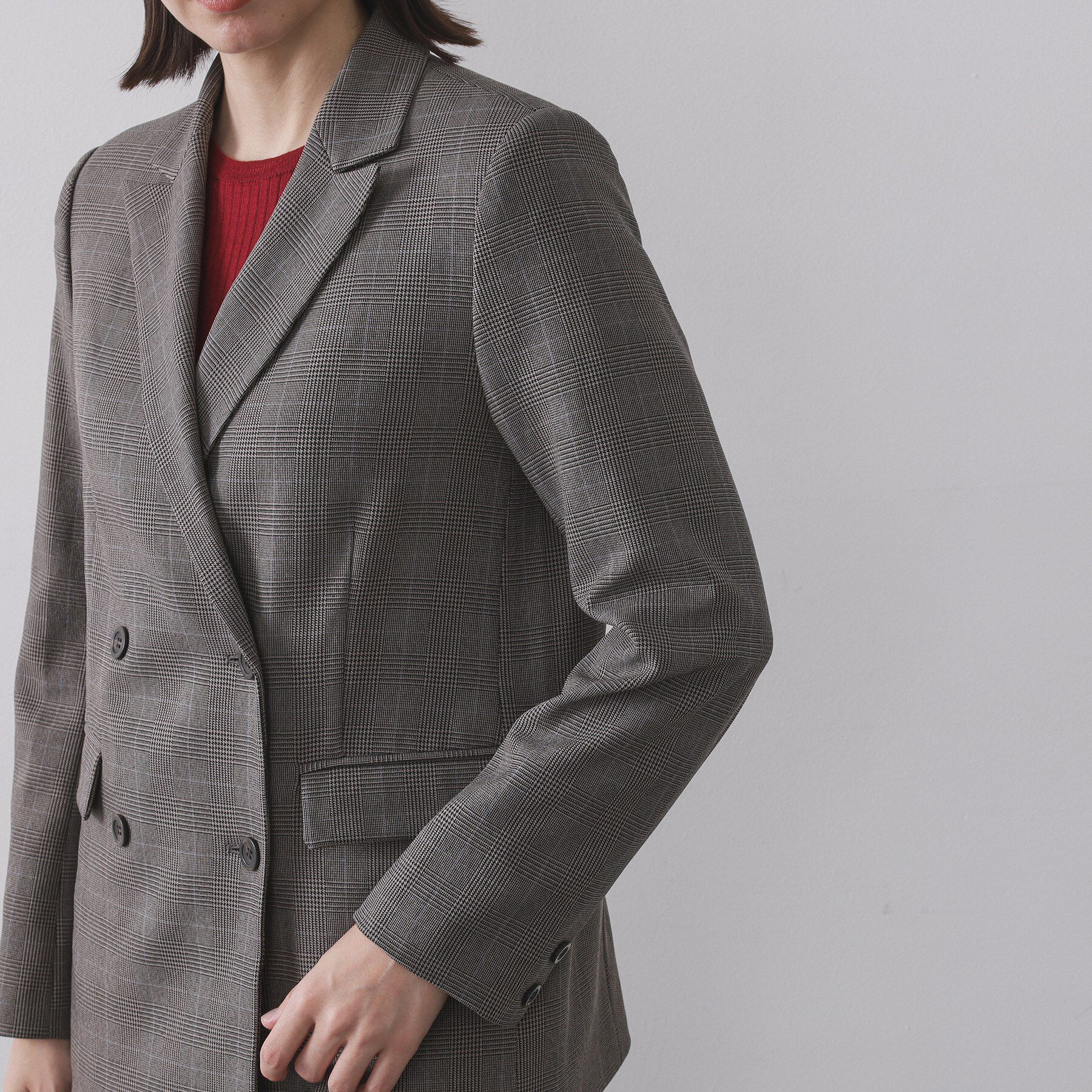 OPAQUE.CLIP「グレンチェックダブルジャケット/セットアップ対応可【洗える】」|テーラードジャケット|