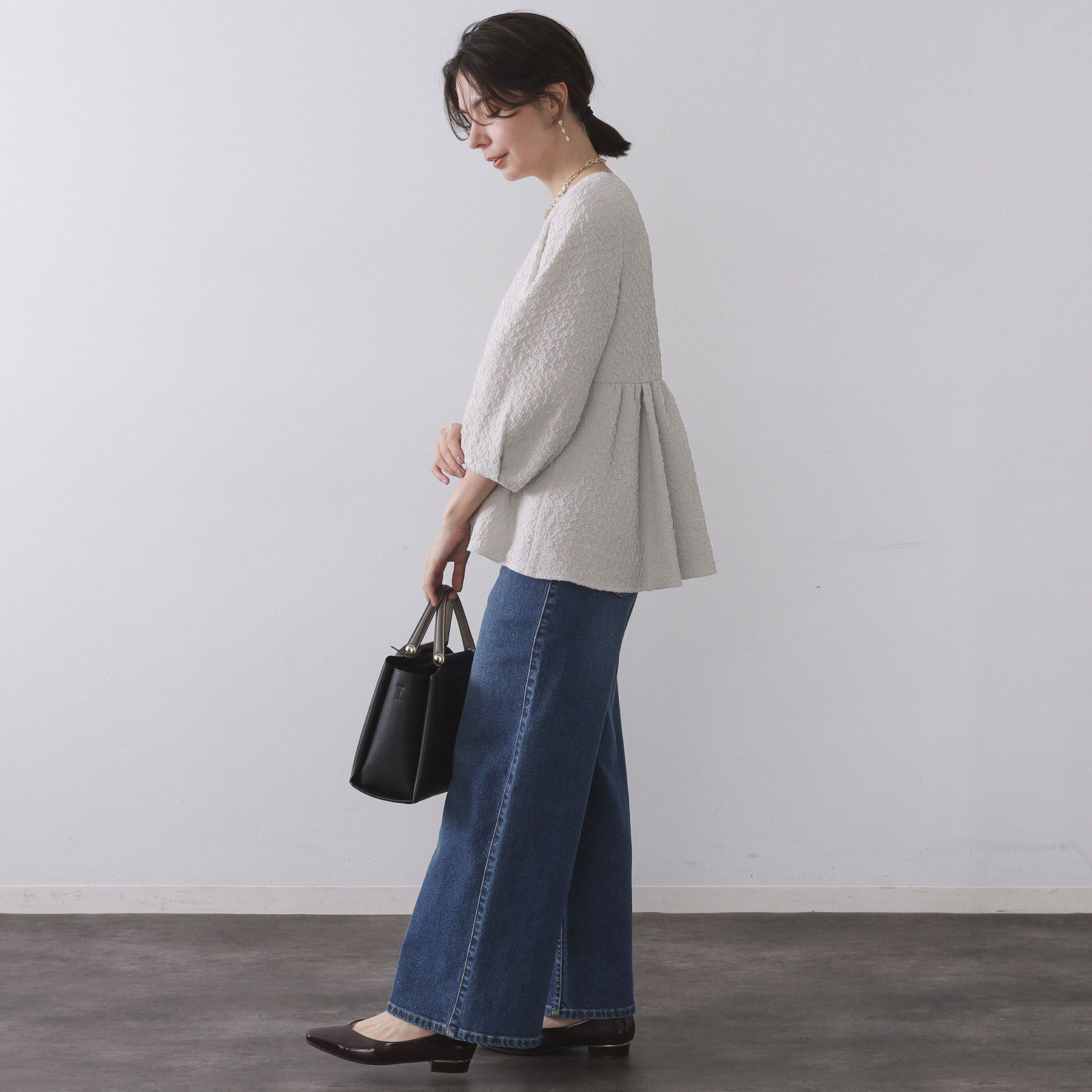 OPAQUE.CLIP「ふくれジャカードペプラムブラウス【洗濯機OK】」|シャツ・ブラウス|
