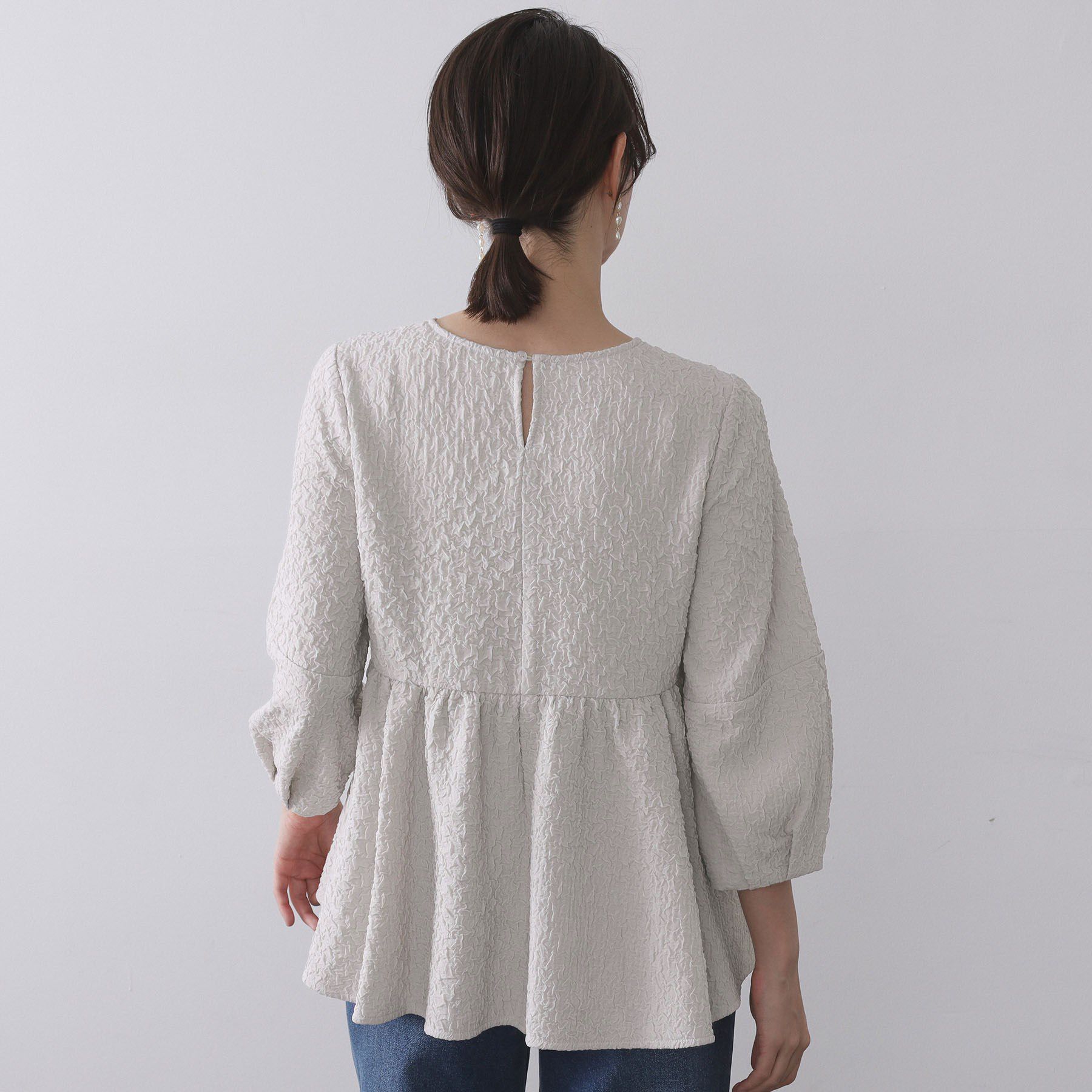 OPAQUE.CLIP「ふくれジャカードペプラムブラウス【洗濯機OK】」|シャツ・ブラウス|