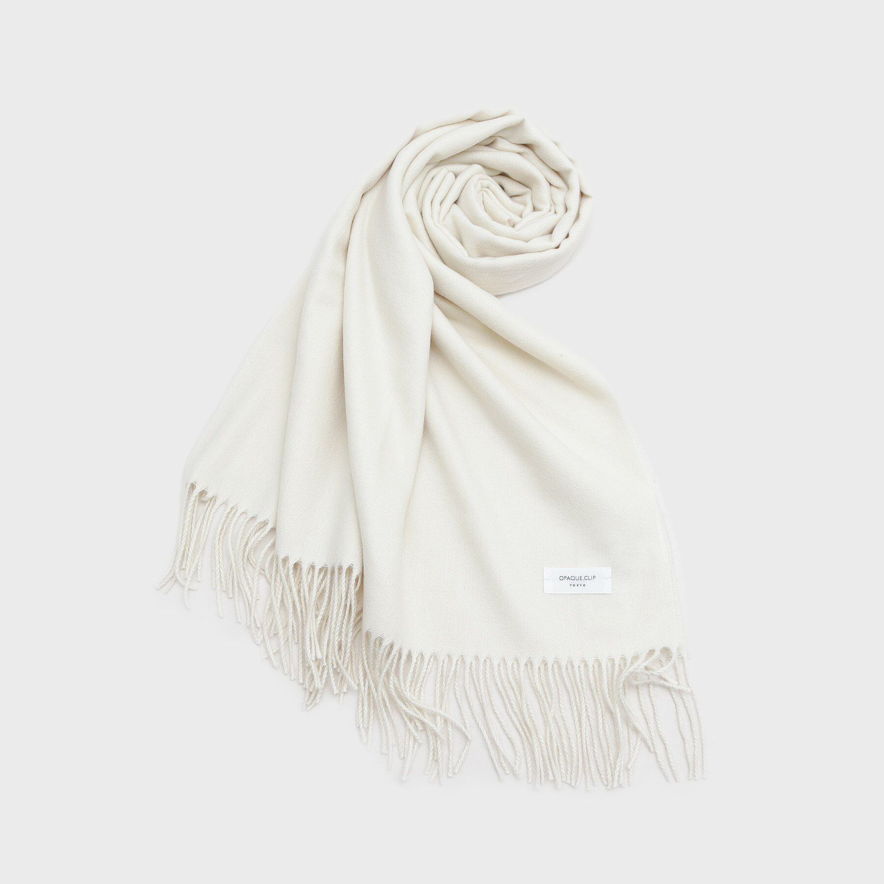 OPAQUE.CLIP「大判無地フリンジボリュームストール」|ストール|アイボリー(004)