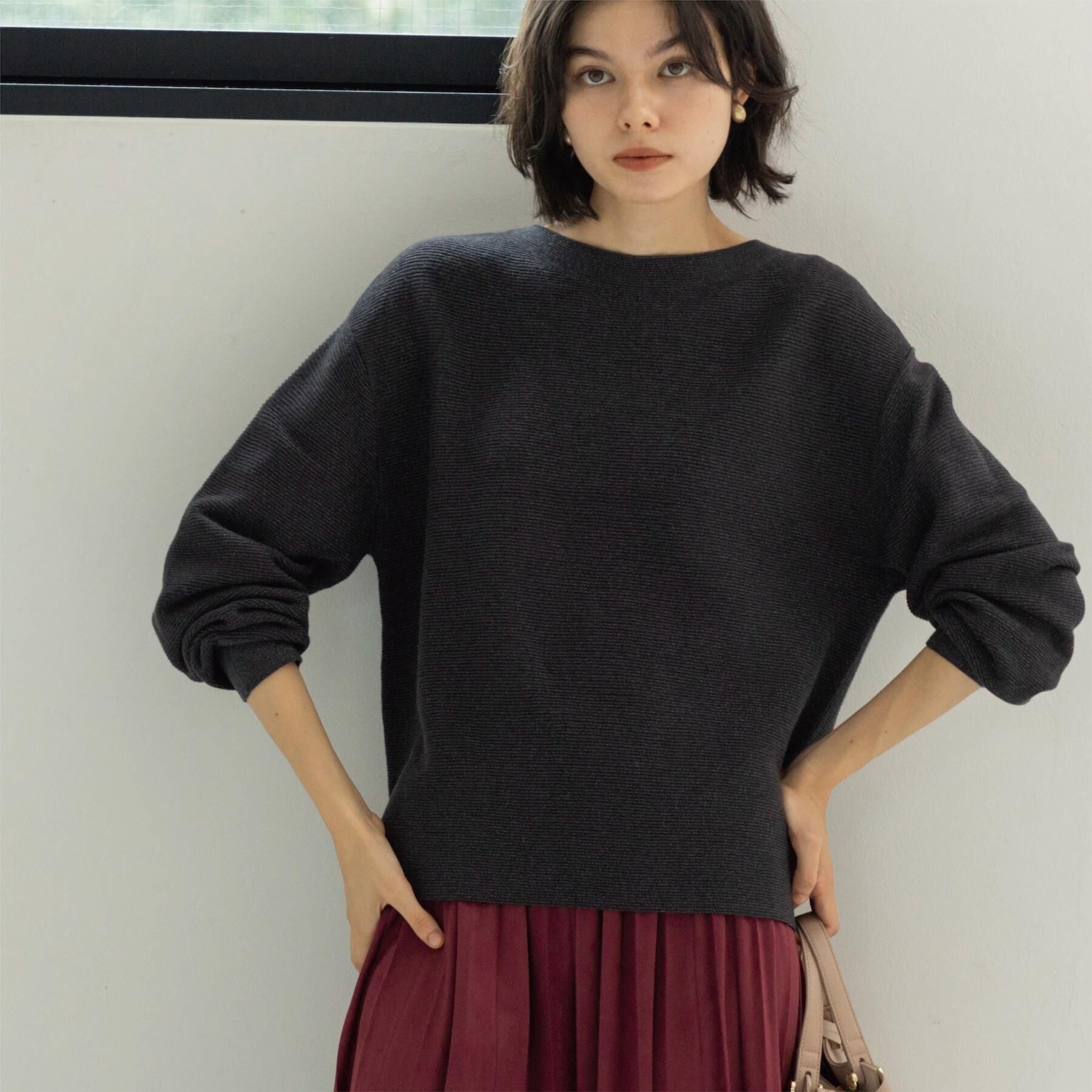 OPAQUE.CLIP「ラメガーターボートネックニット【洗濯機OK】」|ニット・セーター|