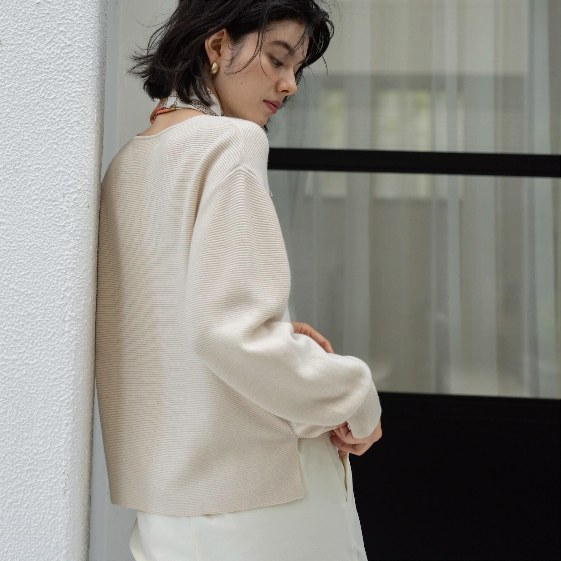 OPAQUE.CLIP「ラメガーターボートネックニット【洗濯機OK】」|ニット・セーター|