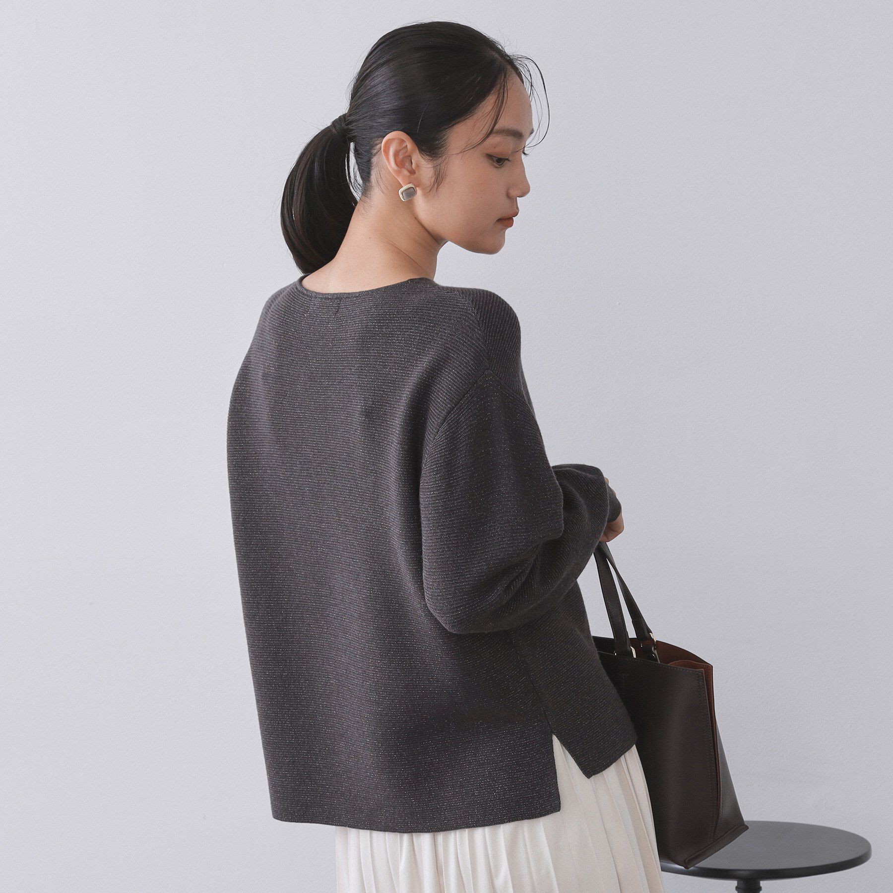 OPAQUE.CLIP「ラメガーターボートネックニット【洗濯機OK】」|ニット・セーター|