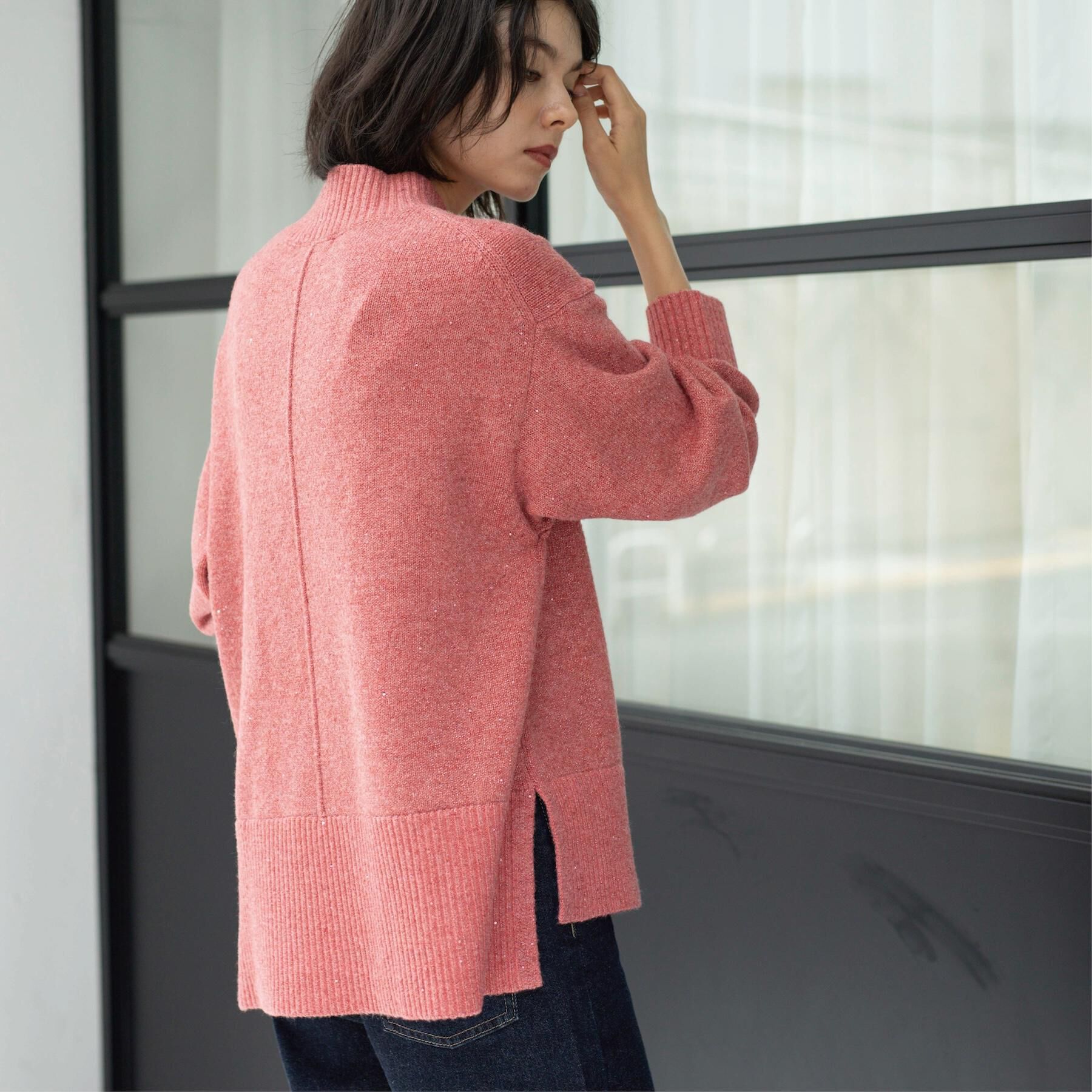 OPAQUE.CLIP「ラメスパンコールハイネックニット/セットアップ対応可【洗濯機OK】」|ニット・セーター|