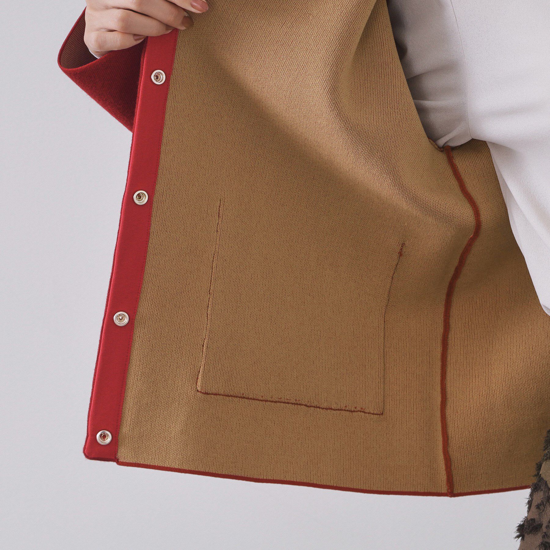 OPAQUE.CLIP「スナップボタン ダブルフェイス配色ニットカーディガン【洗濯機OK】」|カーディガン|