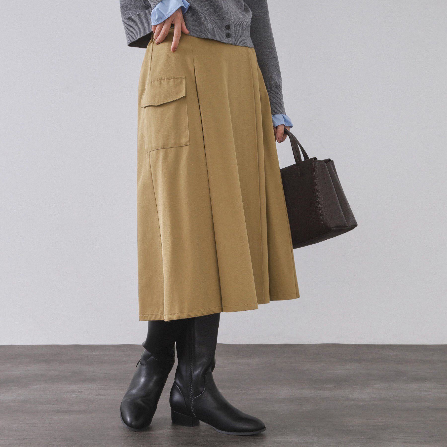 OPAQUE.CLIP「アシメプリーツスカート【洗濯機OK】」|スカート|