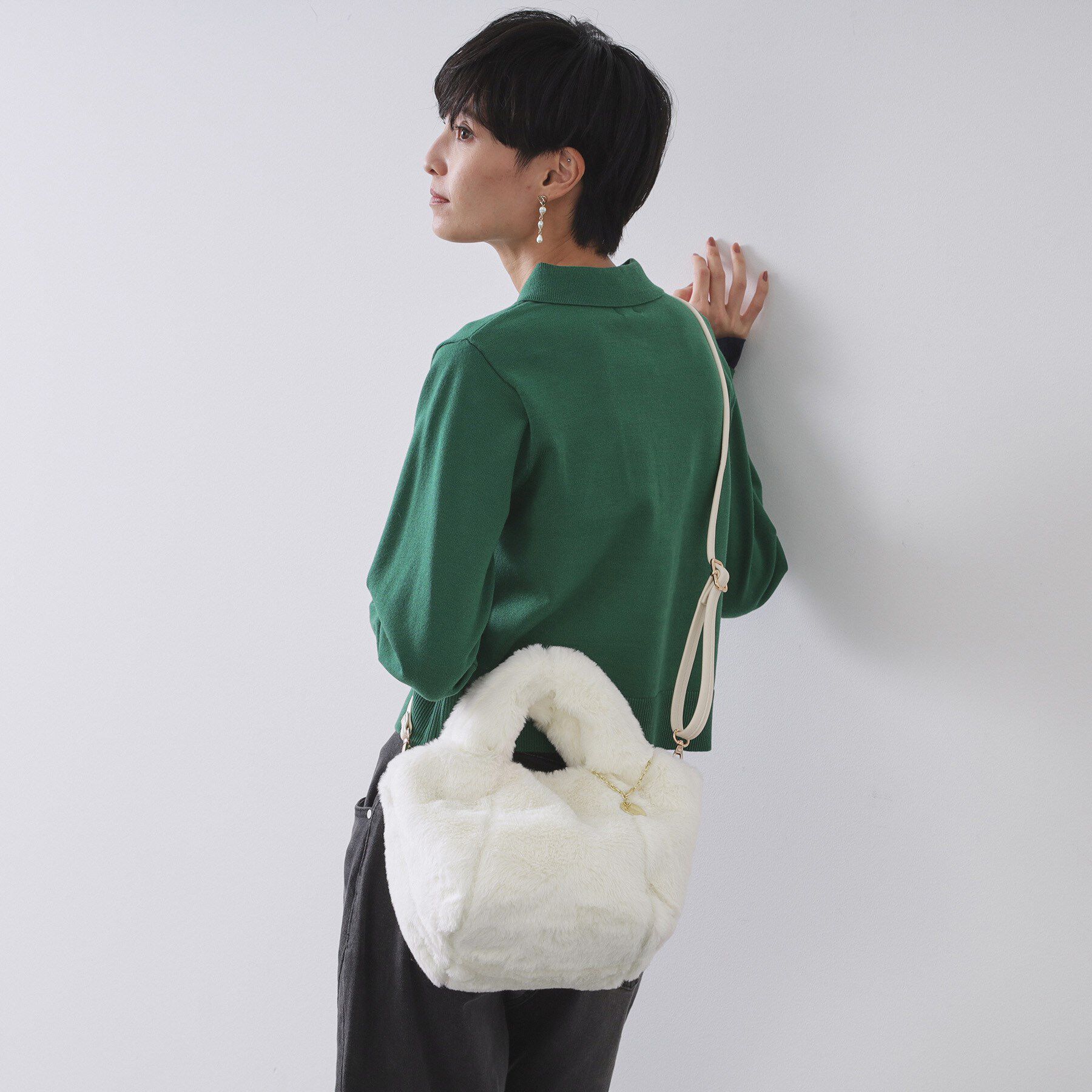 OPAQUE.CLIP「【2WAY】フェイクファーミドルトートバッグ」|トートバッグ|