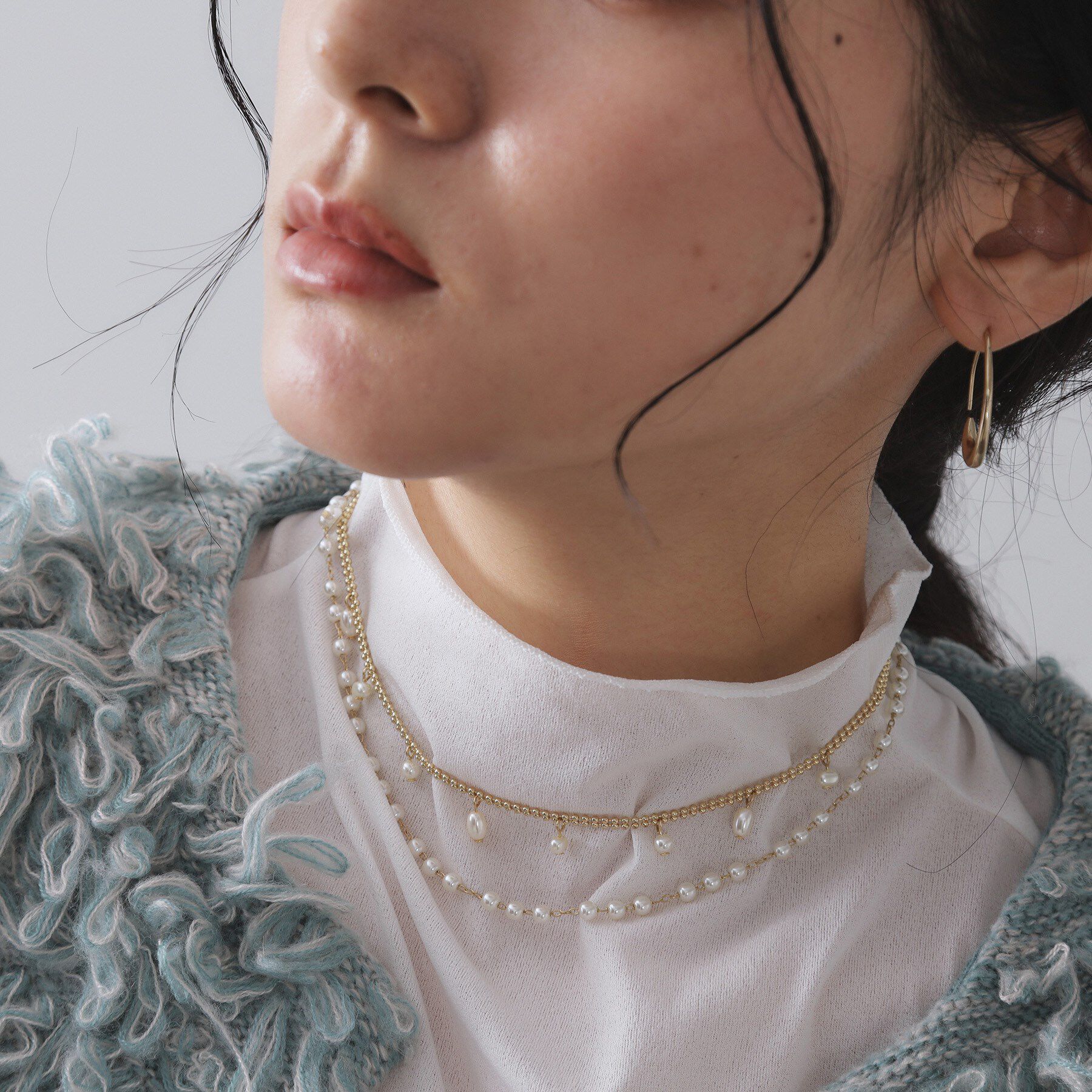 OPAQUE.CLIP「【2SET】2連フェイクパールチェーンネックレス」|ネックレス|