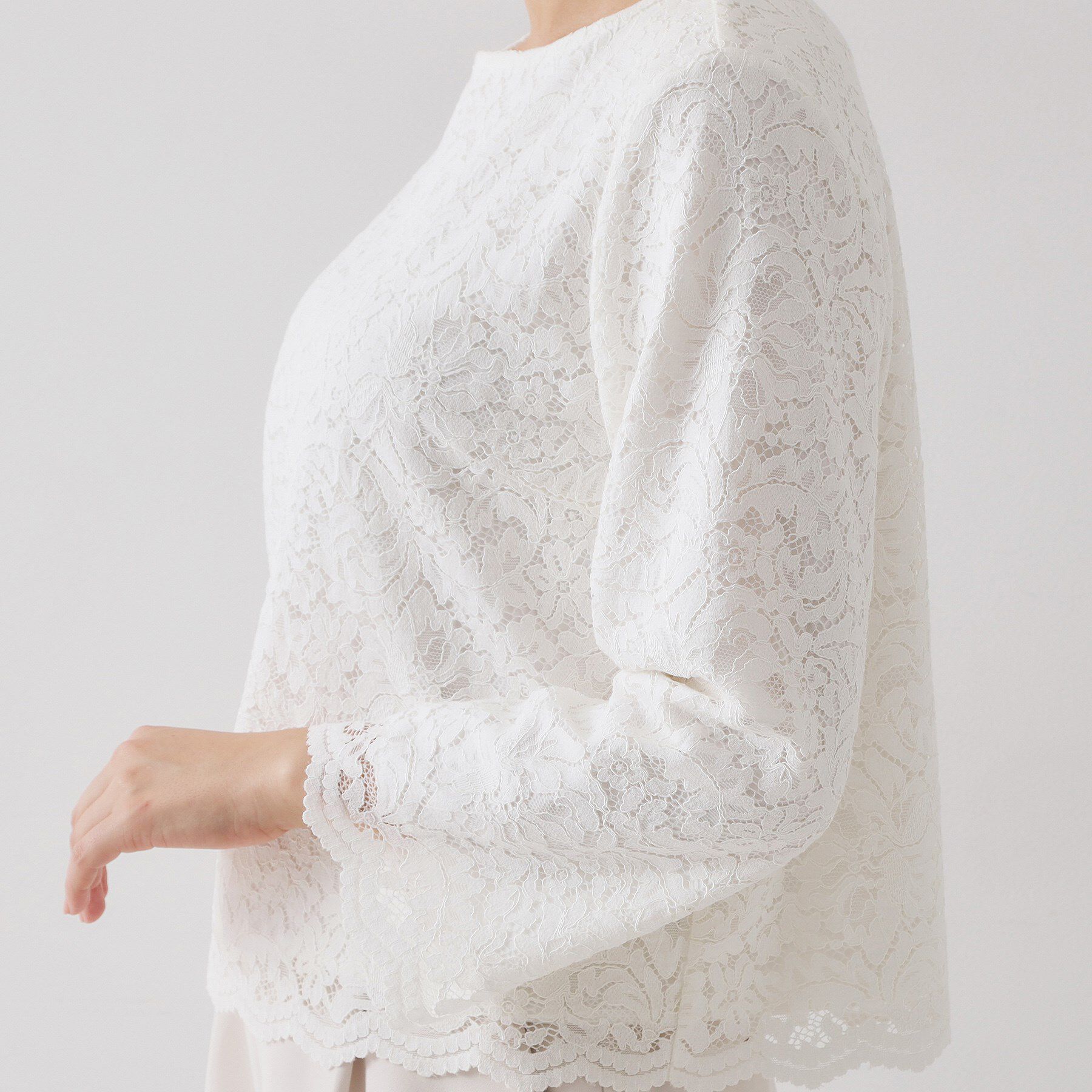 OPAQUE.CLIP「《通勤対応》レースブラウス【洗濯機OK】」|シャツ・ブラウス|