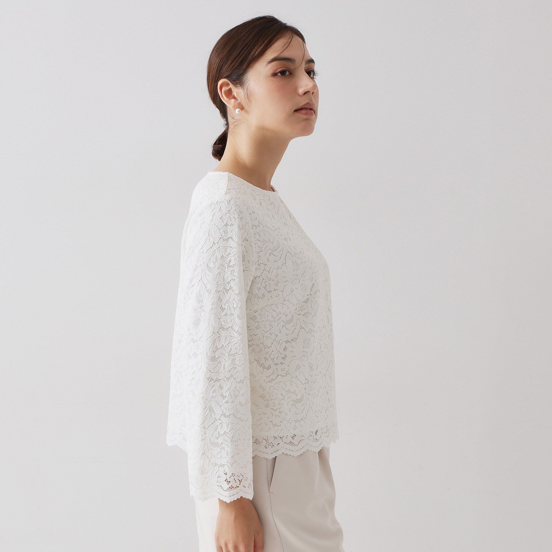 OPAQUE.CLIP「《通勤対応》レースブラウス【洗濯機OK】」|シャツ・ブラウス|