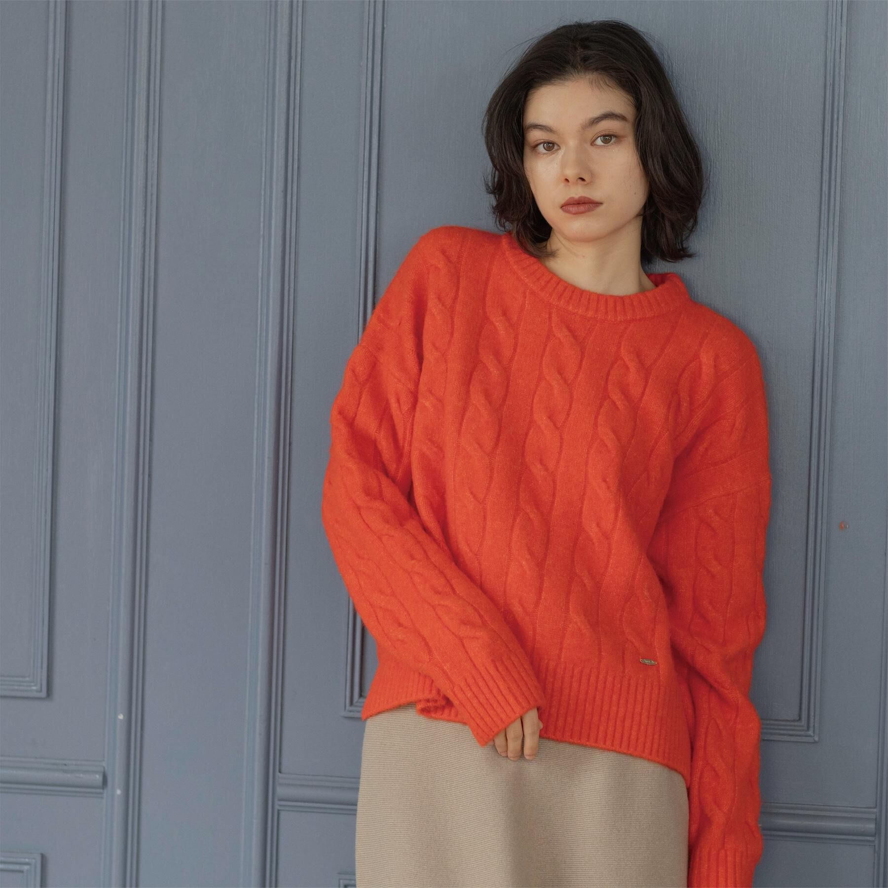 OPAQUE.CLIP「MIXミドルゲージケーブルニット【洗濯機OK】」|ニット・セーター|