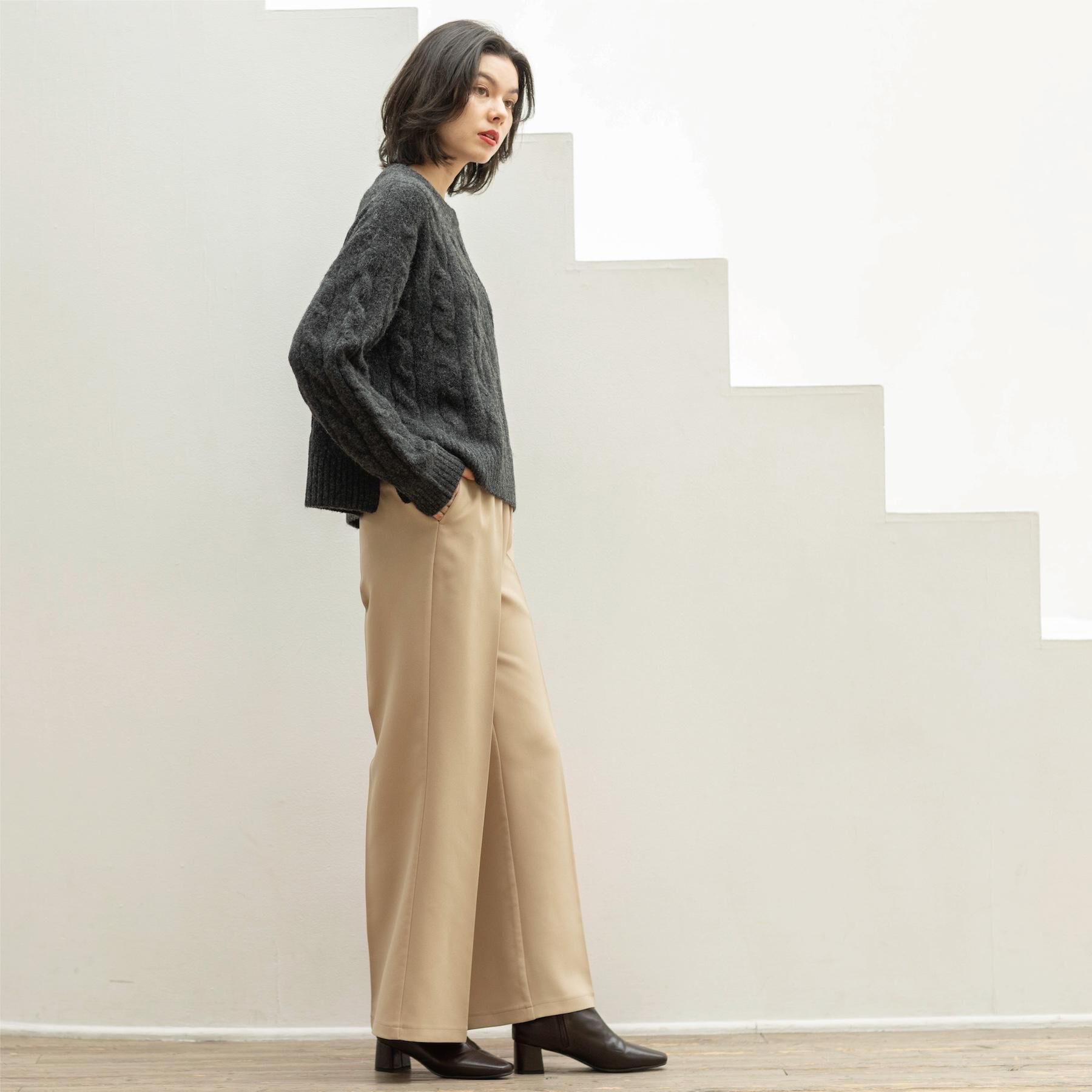 OPAQUE.CLIP「MIXミドルゲージケーブルニット【洗濯機OK】」|ニット・セーター|