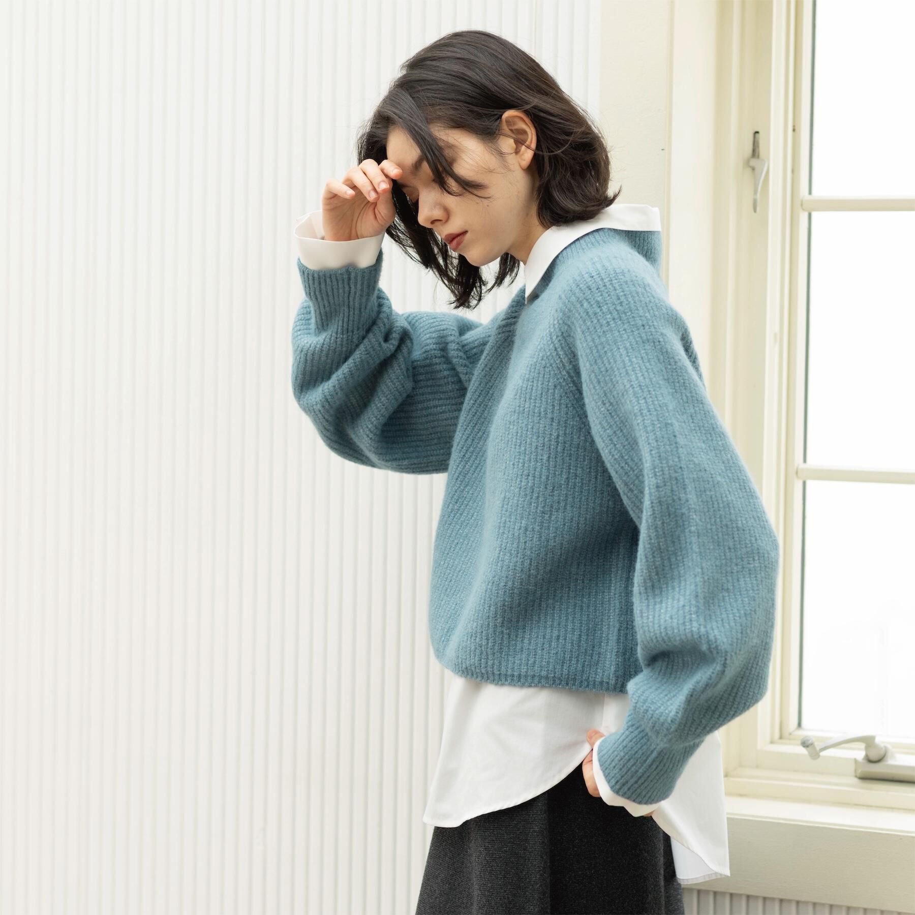 OPAQUE.CLIP「MIXミドルゲージショートあぜニット【洗濯機OK】」|ニット・セーター|