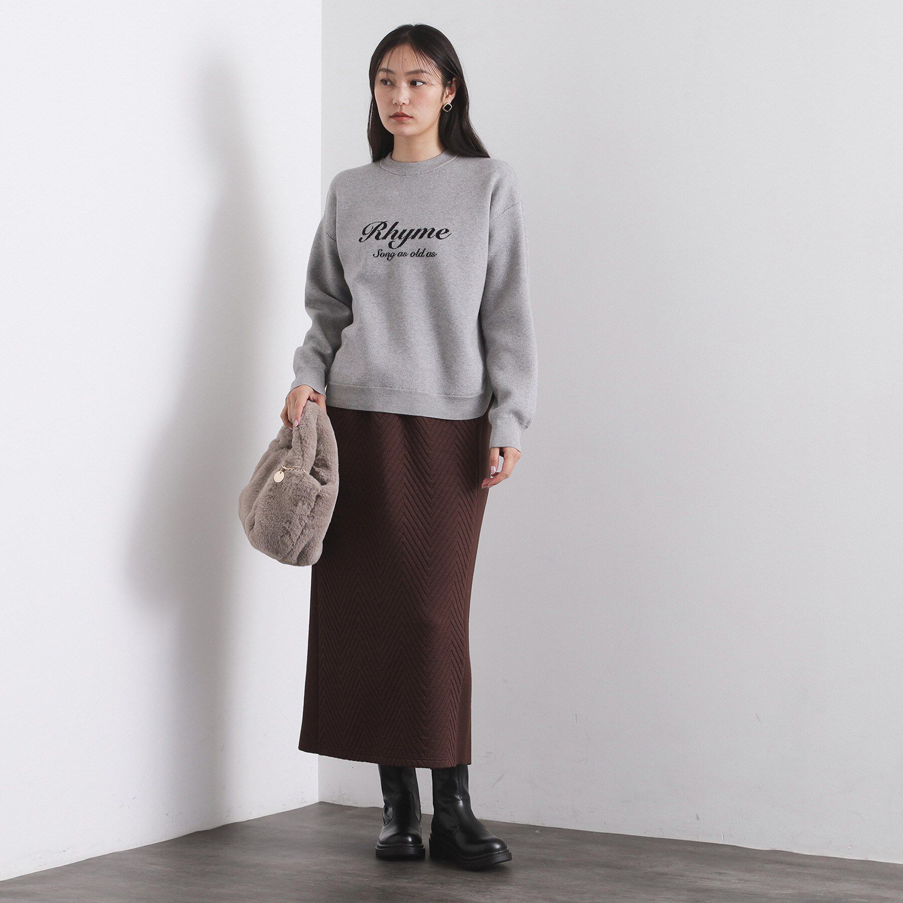 OPAQUE.CLIP「襟付きロゴジャカードニット【洗濯機OK】」|ニット・セーター|