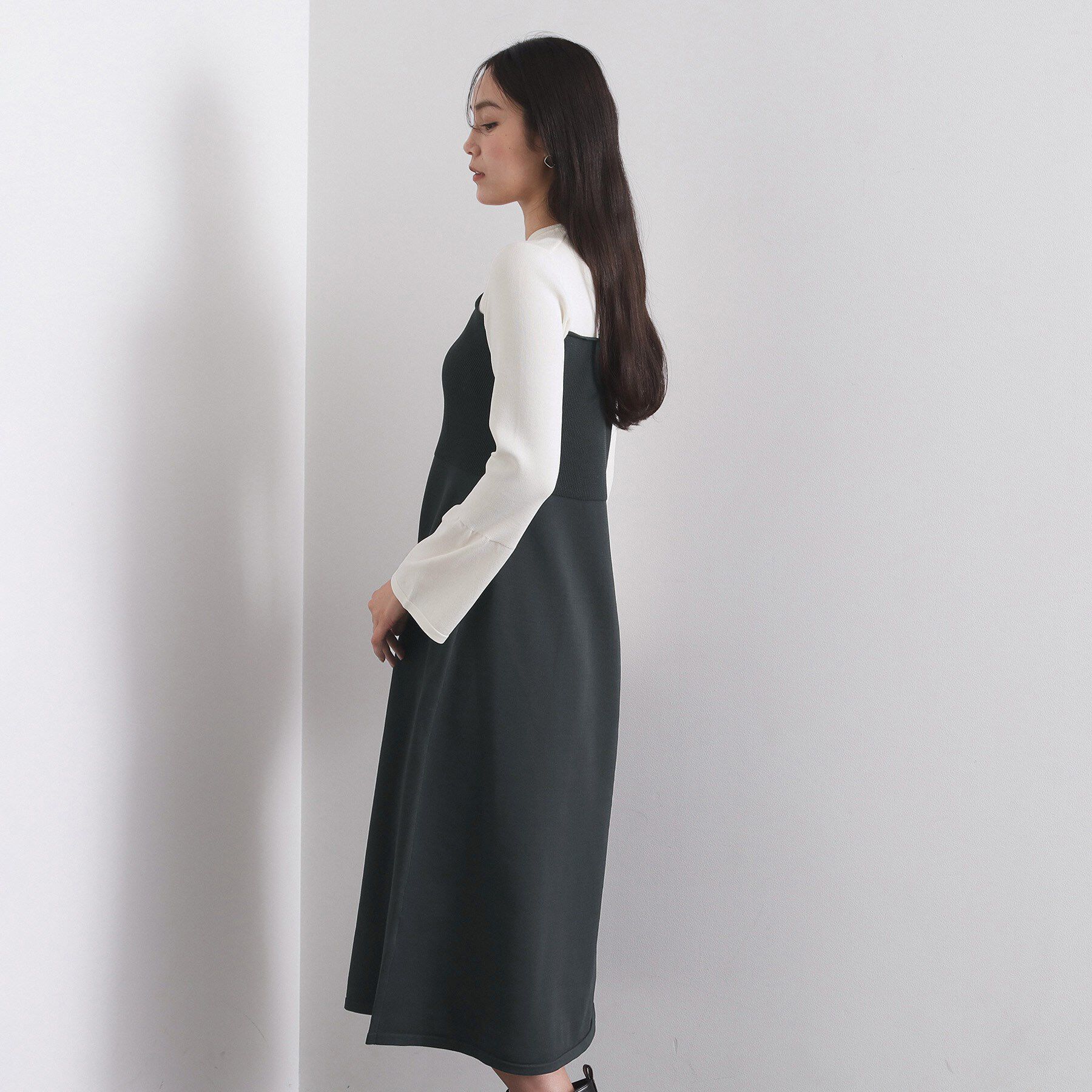 OPAQUE.CLIP「配色ビスチェニットワンピース【洗濯機OK】」|ワンピース|