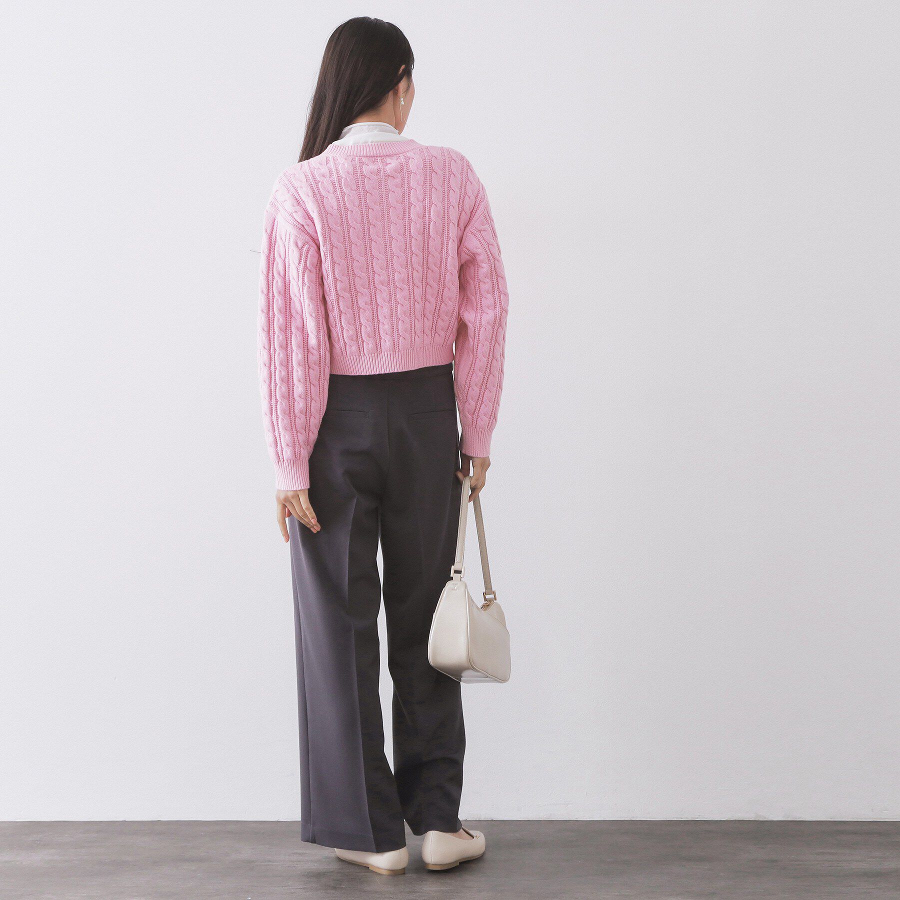 OPAQUE.CLIP「ケーブルミドルゲージニットカーディガン【洗濯機OK】」|カーディガン|