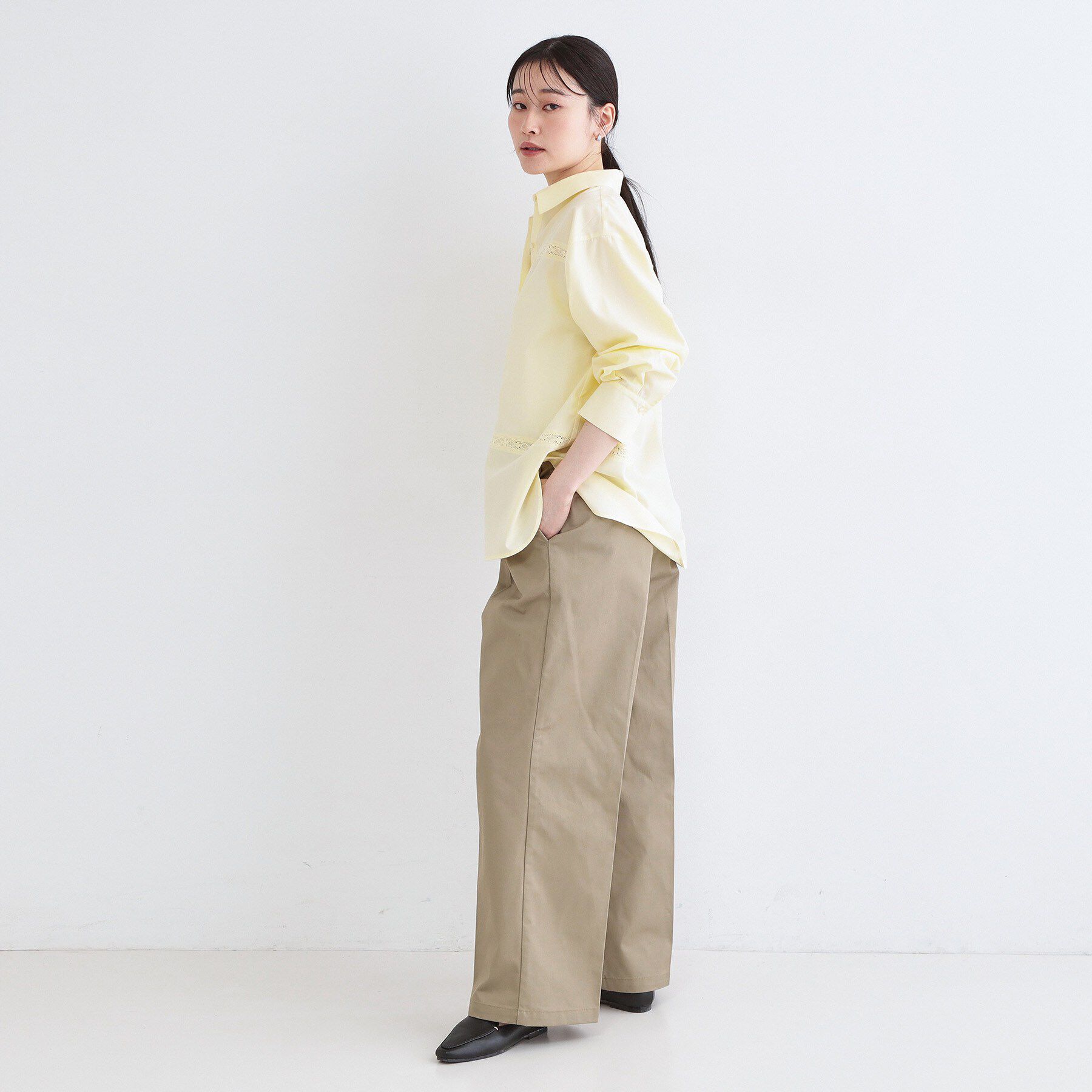 OPAQUE.CLIP「レーストリミングシャツ【洗濯機OK】」|シャツ・ブラウス|