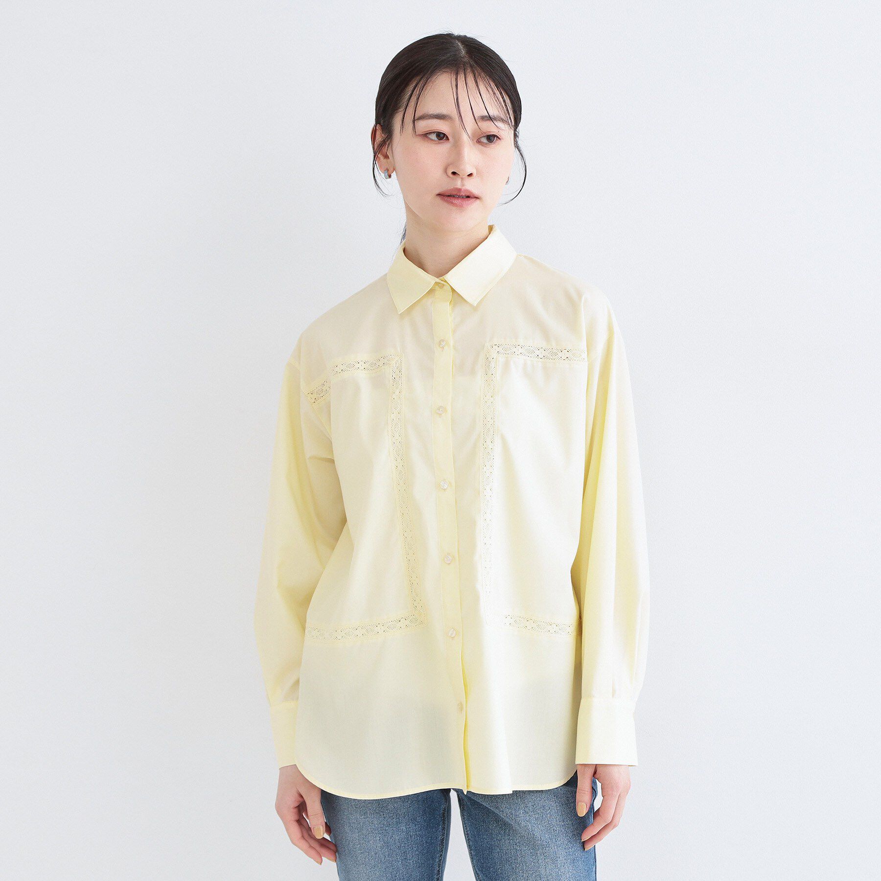 OPAQUE.CLIP「レーストリミングシャツ【洗濯機OK】」|シャツ・ブラウス|