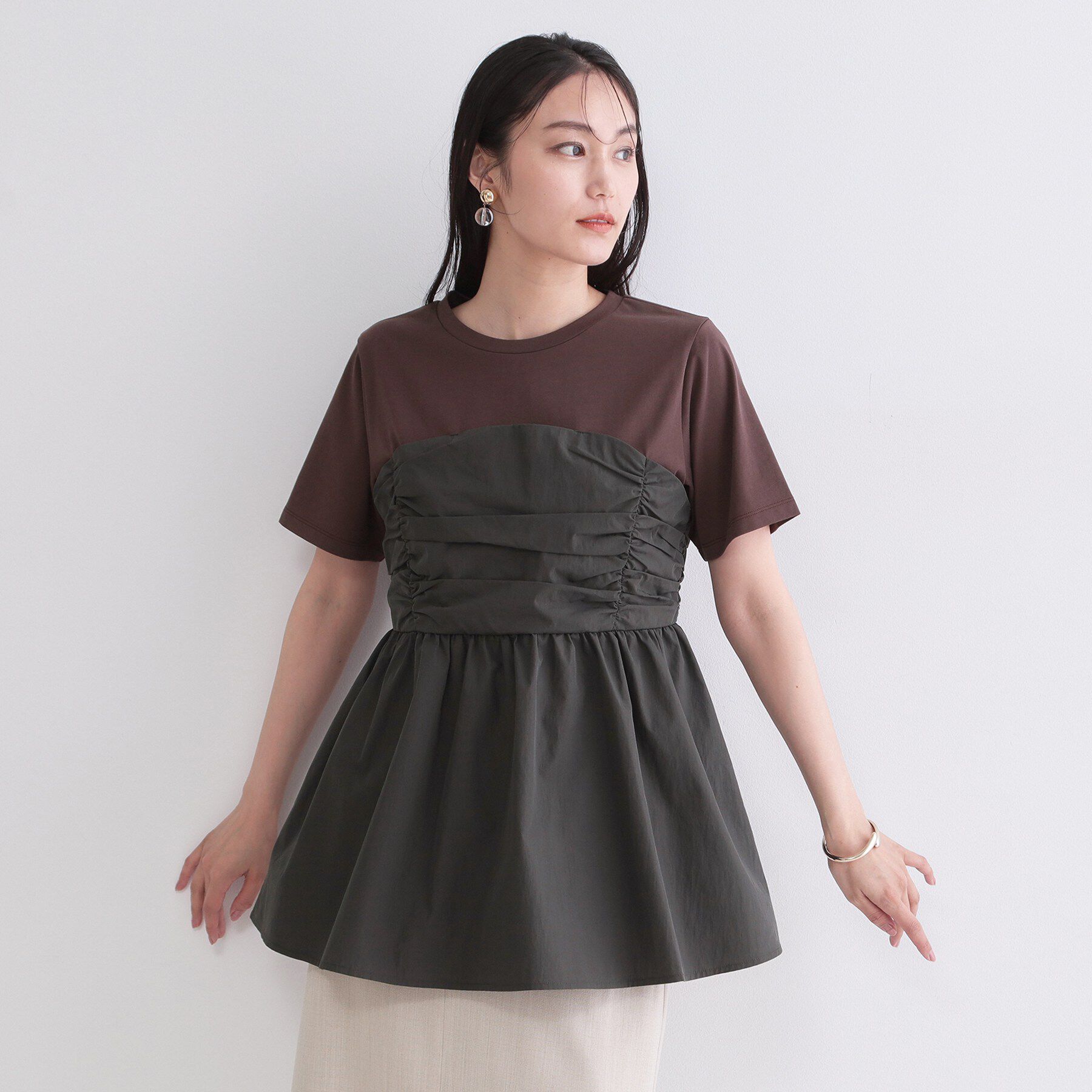 OPAQUE.CLIP「ビスチェドッキングカットソー【洗濯機OK】」|Tシャツ・カットソー|