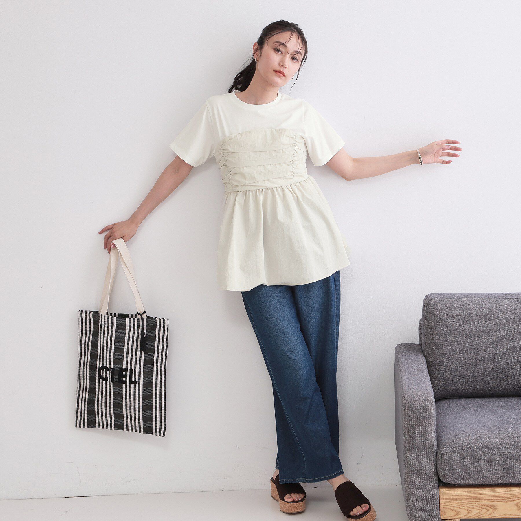 OPAQUE.CLIP「ビスチェドッキングカットソー【洗濯機OK】」|Tシャツ・カットソー|