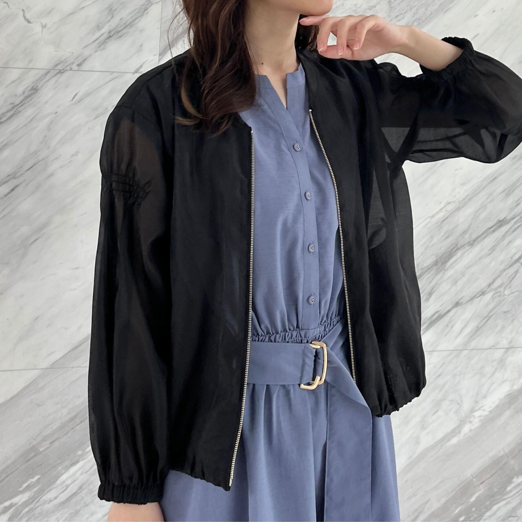 Couture broach「【マシンウォッシャブル・シアー】袖シャーリングシアーブルゾン」|ブルゾン・スタジャン|
