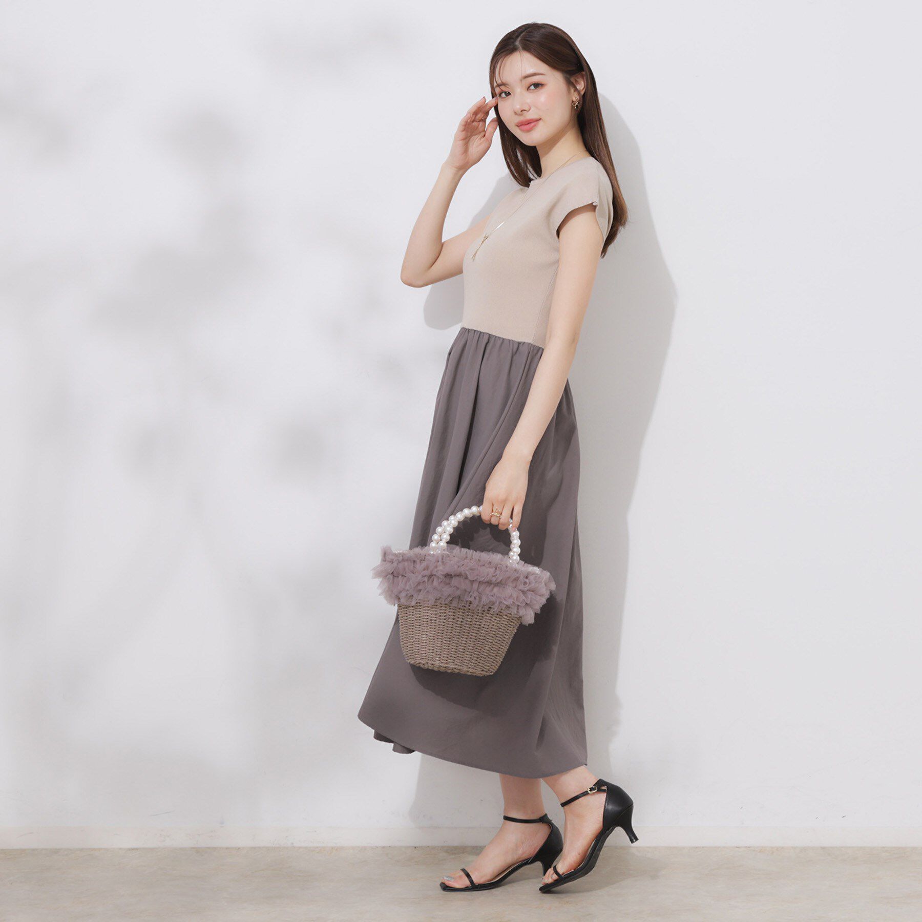 Couture broach「【接触冷感・楽ちん・一枚でキマる】ドッキングニットワンピース」|ワンピース|